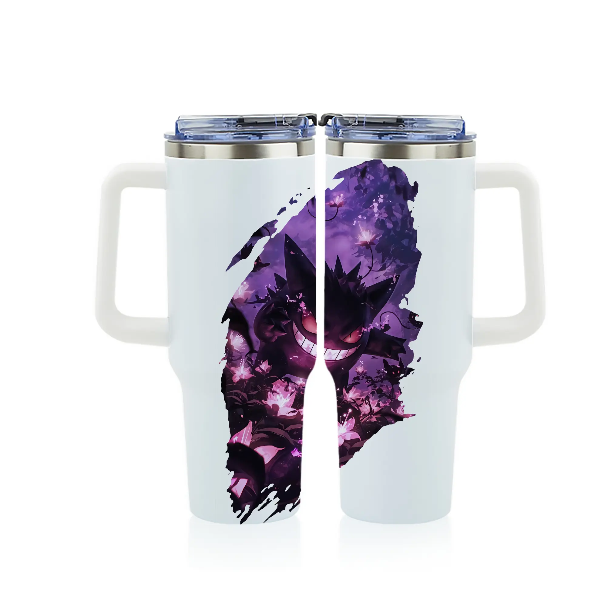 ポケモン グッズ,ゲンガー - 1200mL フルプリント車用タンブラー ・ 304ステンレス 内側 ・ 201ステンレス 外側 ・ 保温 保冷 ・ 通勤 ドライブ アウトドア用