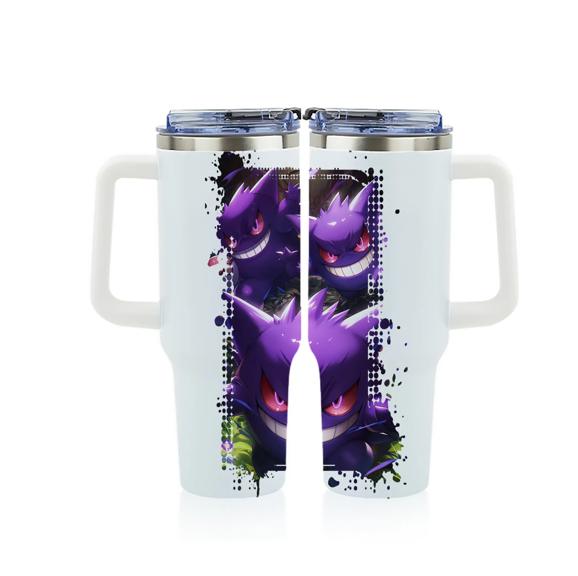 ポケモン グッズ,ゲンガー - 1200mL フルプリント車用タンブラー ・ 304ステンレス 内側 ・ 201ステンレス 外側 ・ 保温 保冷 ・ 通勤 ドライブ アウトドア用