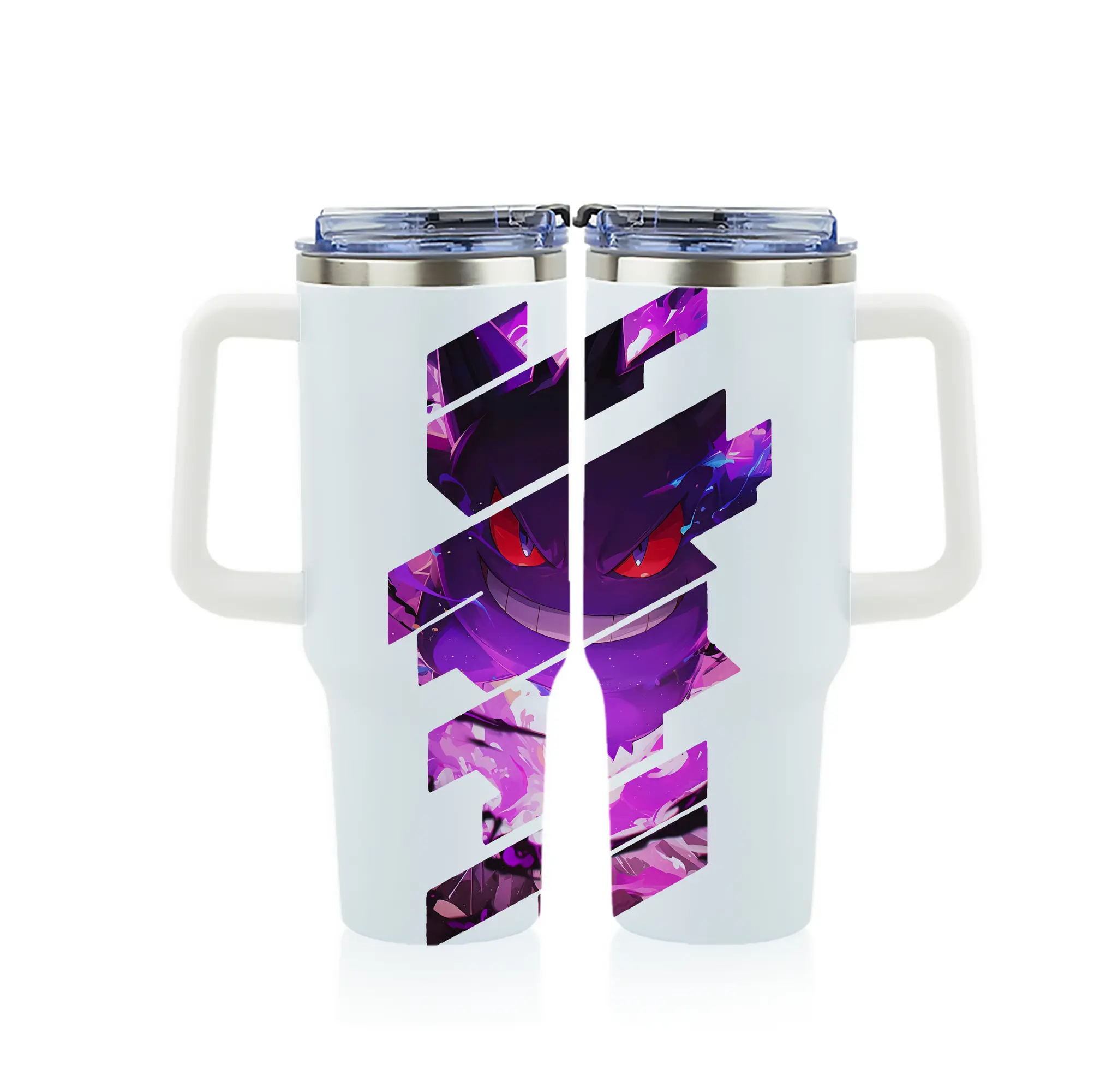 ポケモン グッズ,ゲンガー - 1200mL フルプリント車用タンブラー ・ 304ステンレス 内側 ・ 201ステンレス 外側 ・ 保温 保冷 ・ 通勤 ドライブ アウトドア用