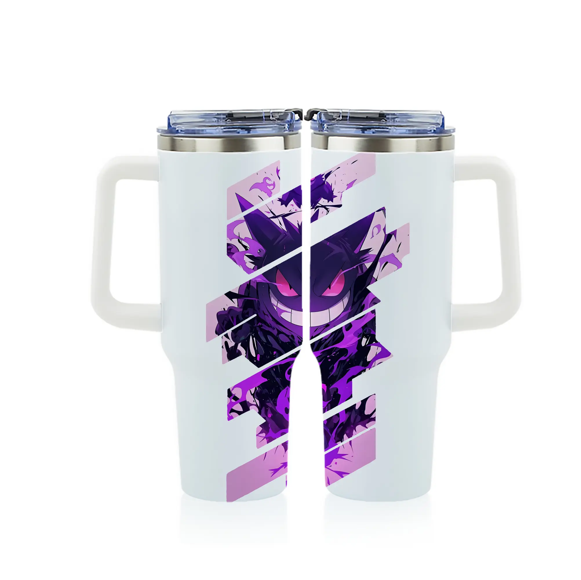 ポケモン グッズ,ゲンガー - 1200mL フルプリント車用タンブラー ・ 304ステンレス 内側 ・ 201ステンレス 外側 ・ 保温 保冷 ・ 通勤 ドライブ アウトドア用