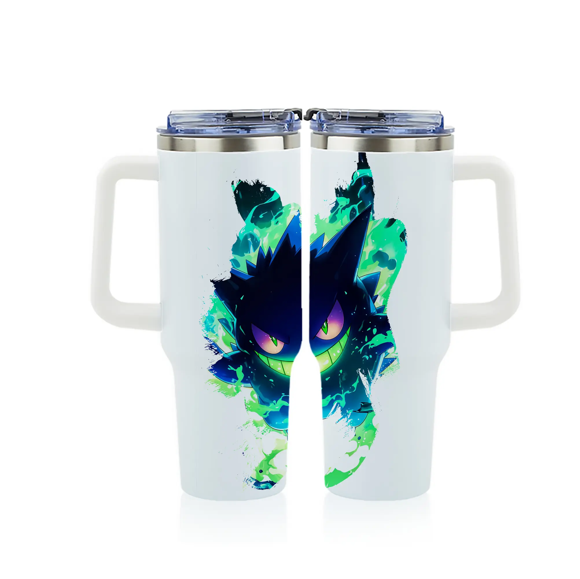 ポケモン グッズ,ゲンガー - 1200mL フルプリント車用タンブラー ・ 304ステンレス 内側 ・ 201ステンレス 外側 ・ 保温 保冷 ・ 通勤 ドライブ アウトドア用