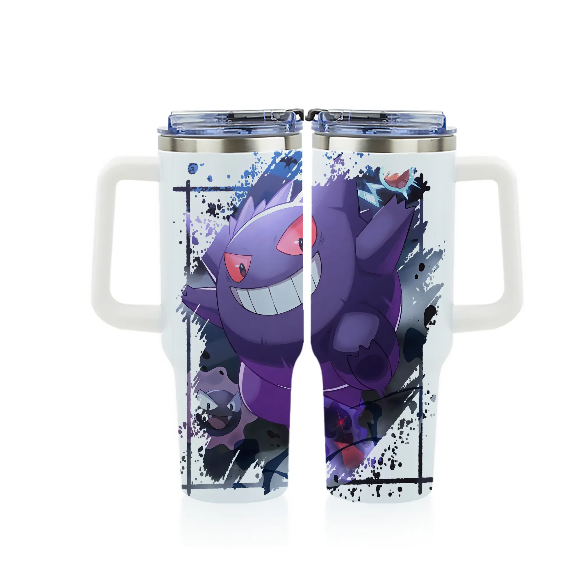 ポケモン グッズ,ゲンガー - 1200mL フルプリント車用タンブラー ・ 304ステンレス 内側 ・ 201ステンレス 外側 ・ 保温 保冷 ・ 通勤 ドライブ アウトドア用