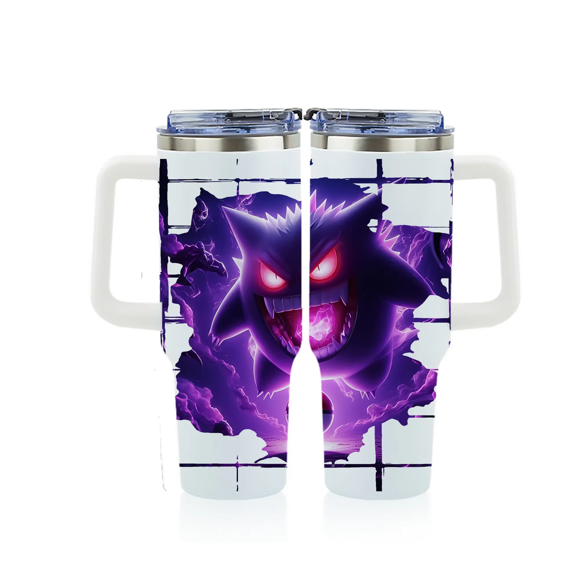 ポケモン グッズ,ゲンガー - 1200mL フルプリント車用タンブラー ・ 304ステンレス 内側 ・ 201ステンレス 外側 ・ 保温 保冷 ・ 通勤 ドライブ アウトドア用