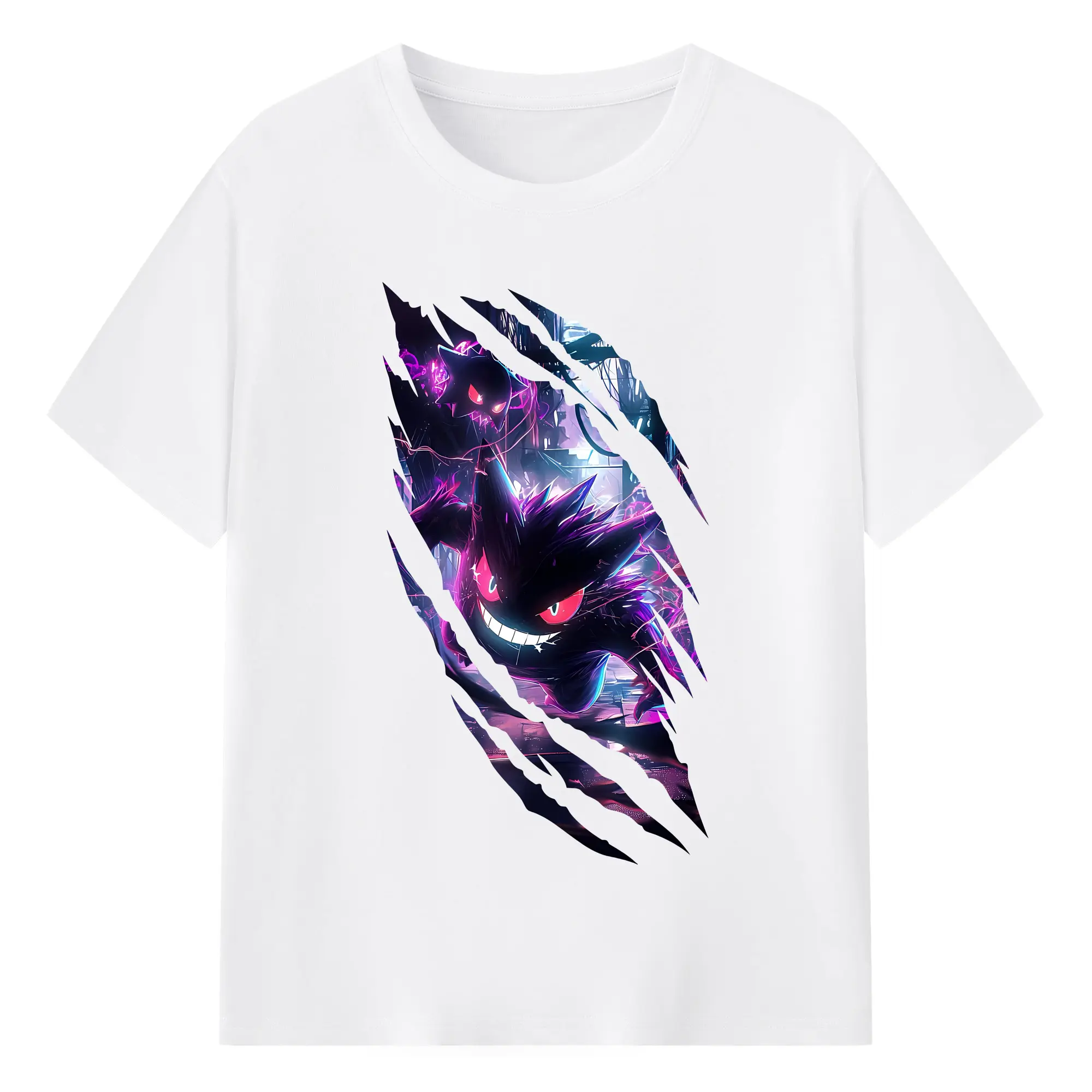 ポケモン グッズ,ゲンガー - 綿100％ 半袖Tシャツ ・ フロントプリント ・ 快適 通気性 ・ 日常使い 散歩 スポーツ用