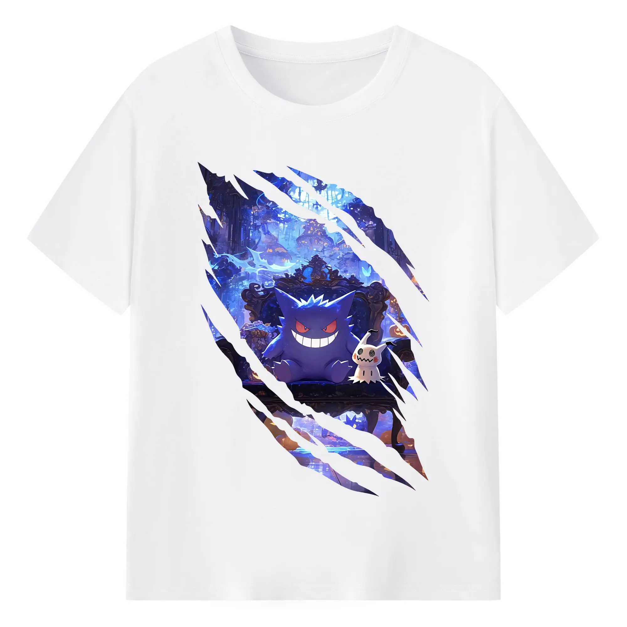 ポケモン グッズ,ゲンガー - 綿100％ 半袖Tシャツ ・ フロントプリント ・ 快適 通気性 ・ 日常使い 散歩 スポーツ用