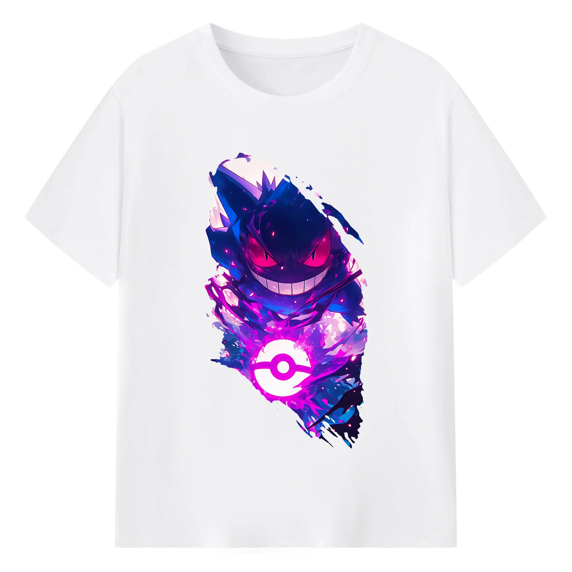 ポケモン グッズ,ゲンガー - 綿100％ 半袖Tシャツ ・ フロントプリント ・ 快適 通気性 ・ 日常使い 散歩 スポーツ用