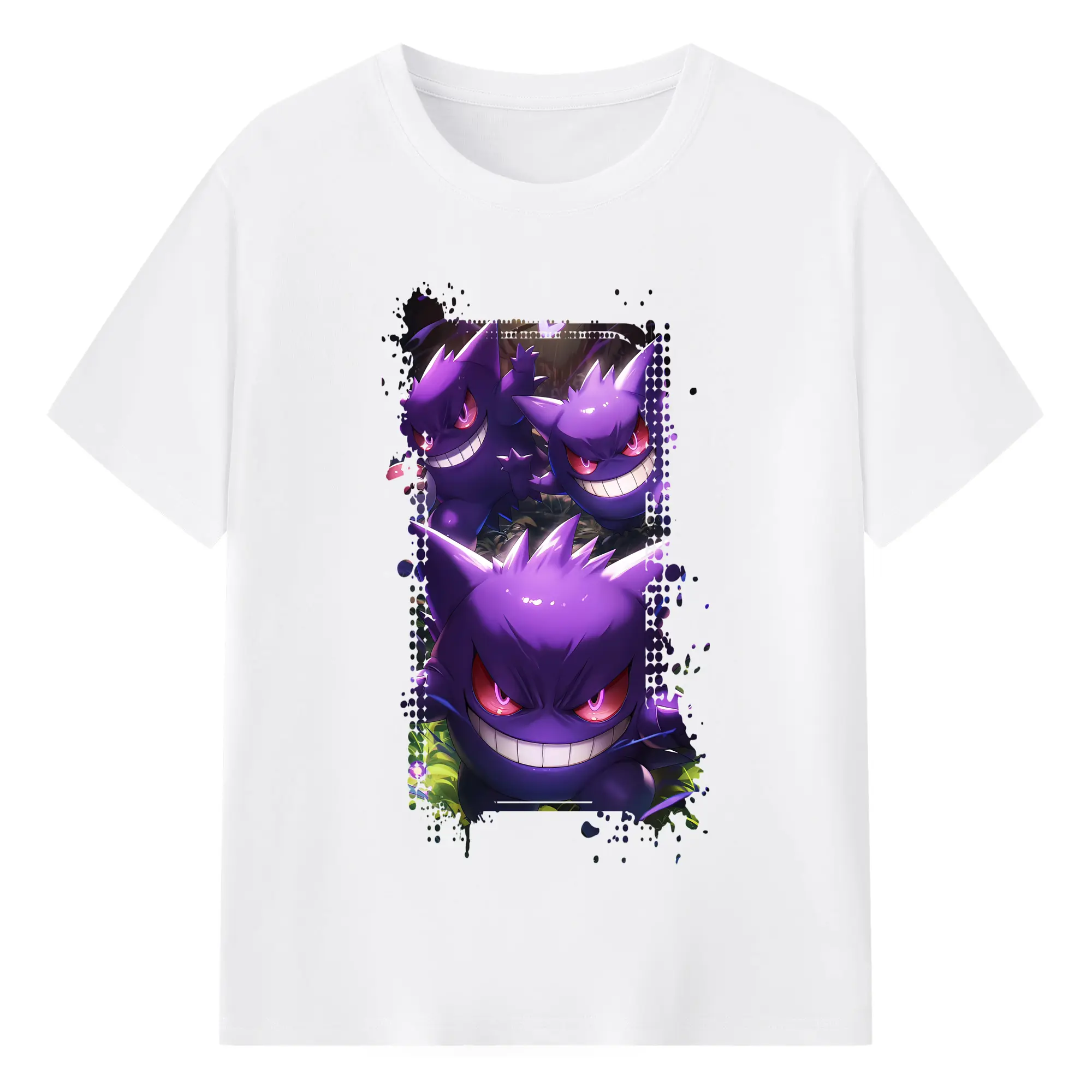 ポケモン グッズ,ゲンガー - 綿100％ 半袖Tシャツ ・ フロントプリント ・ 快適 通気性 ・ 日常使い 散歩 スポーツ用