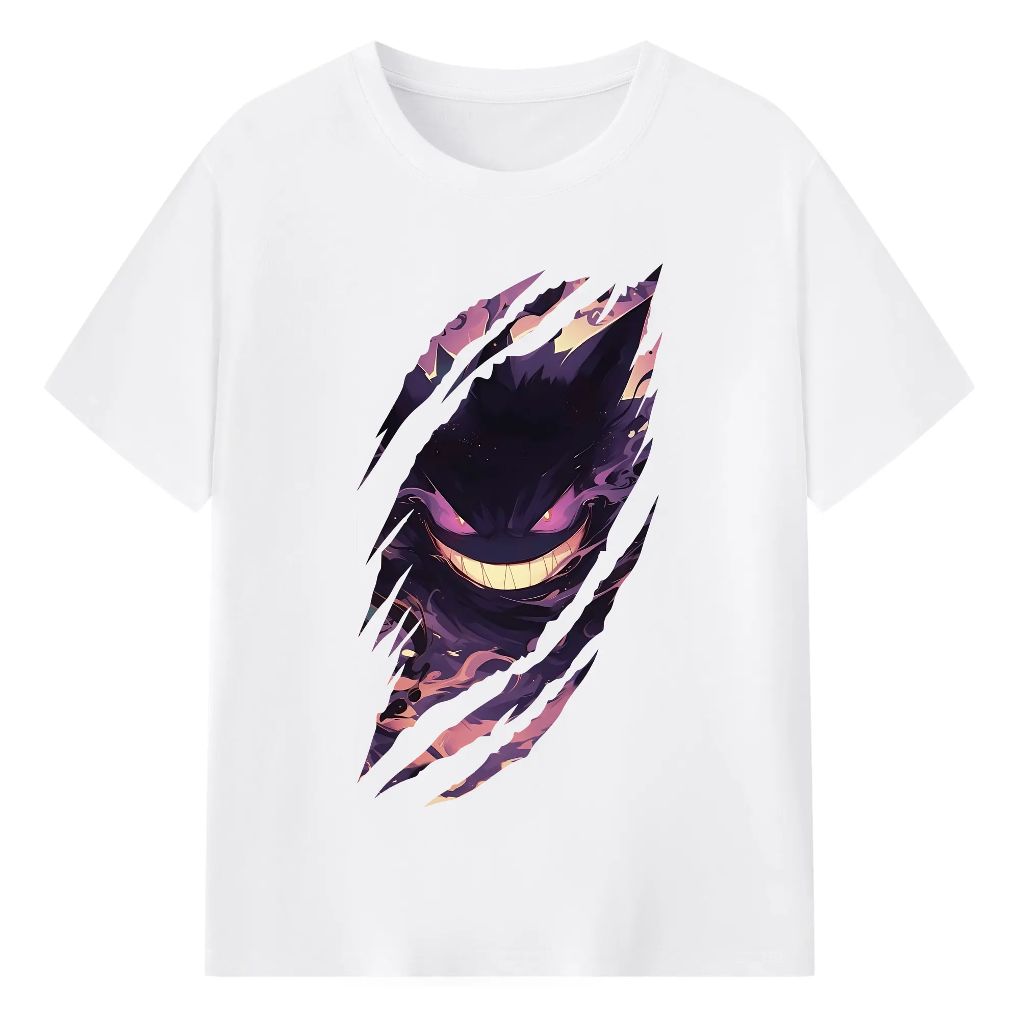 ポケモン グッズ,ゲンガー - 綿100％ 半袖Tシャツ ・ フロントプリント ・ 快適 通気性 ・ 日常使い 散歩 スポーツ用