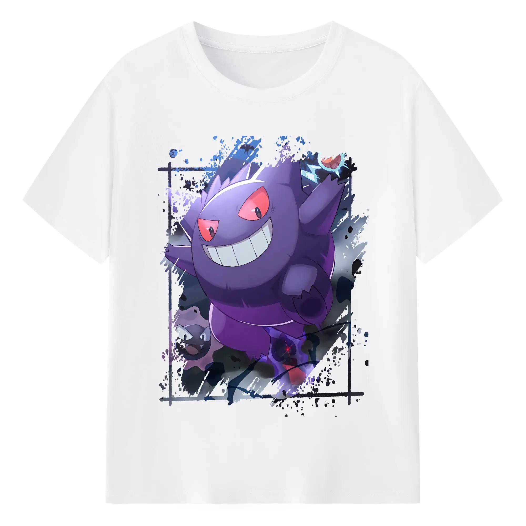 ポケモン グッズ,ゲンガー - 綿100％ 半袖Tシャツ ・ フロントプリント ・ 快適 通気性 ・ 日常使い 散歩 スポーツ用