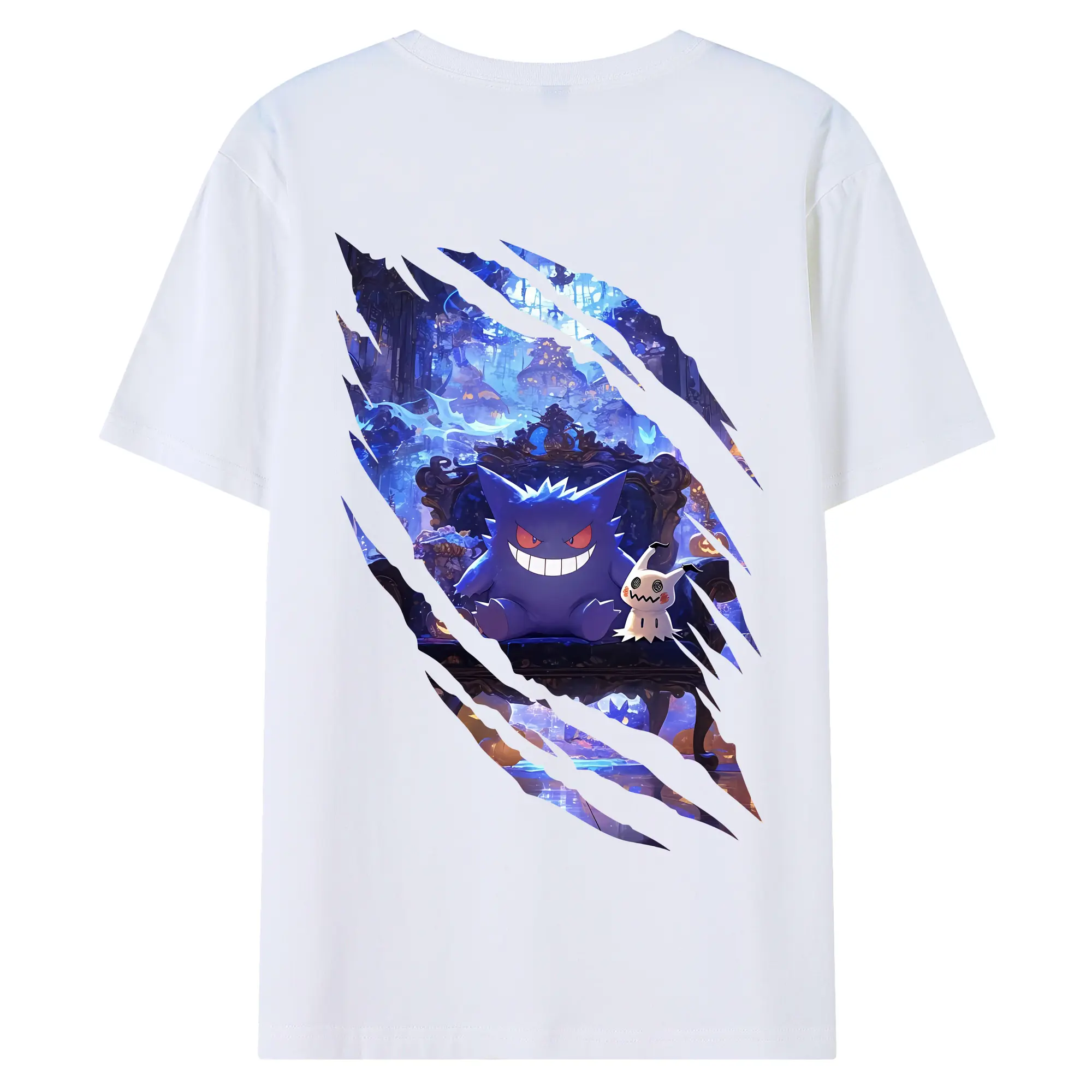 ポケモン グッズ,ゲンガー - 綿100％ 半袖Tシャツ ・ バックプリント ・ 快適 通気性 ・ 日常使い 散歩 スポーツ用