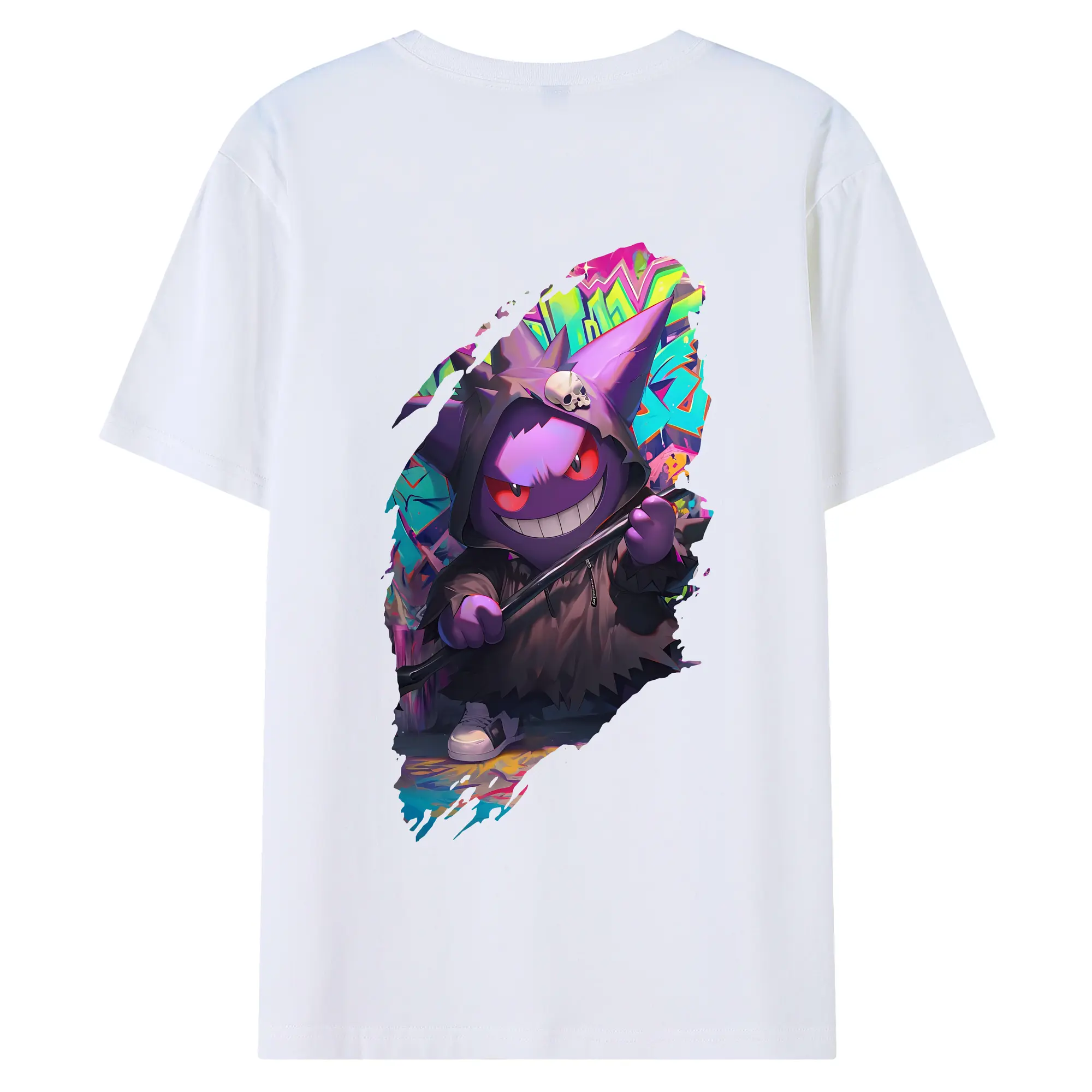 ポケモン グッズ,ゲンガー - 綿100％ 半袖Tシャツ ・ バックプリント ・ 快適 通気性 ・ 日常使い 散歩 スポーツ用