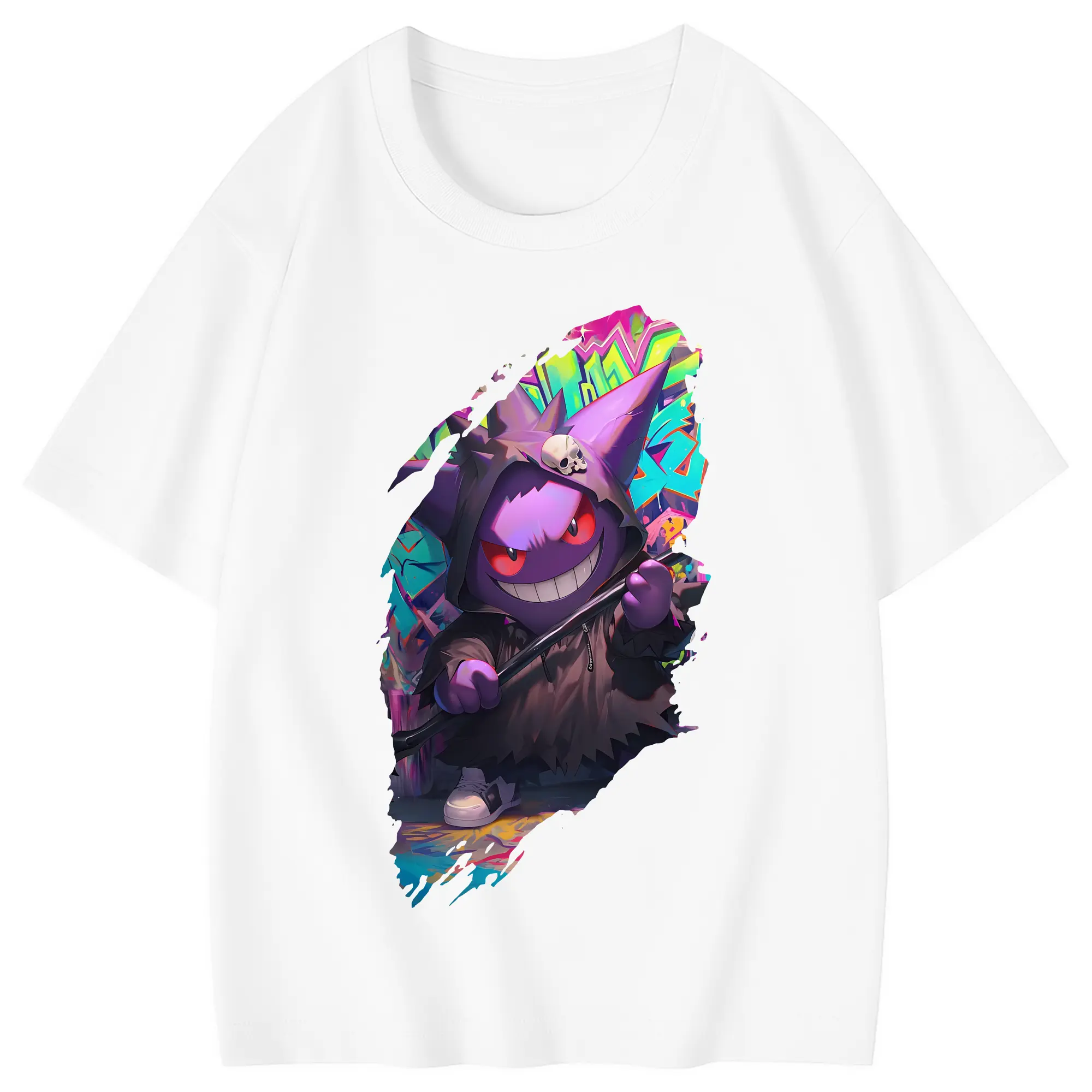 ポケモン グッズ,ゲンガー - 綿100％ キッズTシャツ ・ フロントプリント ・ 快適 通気性 ・ スポーツ カジュアル 散歩用