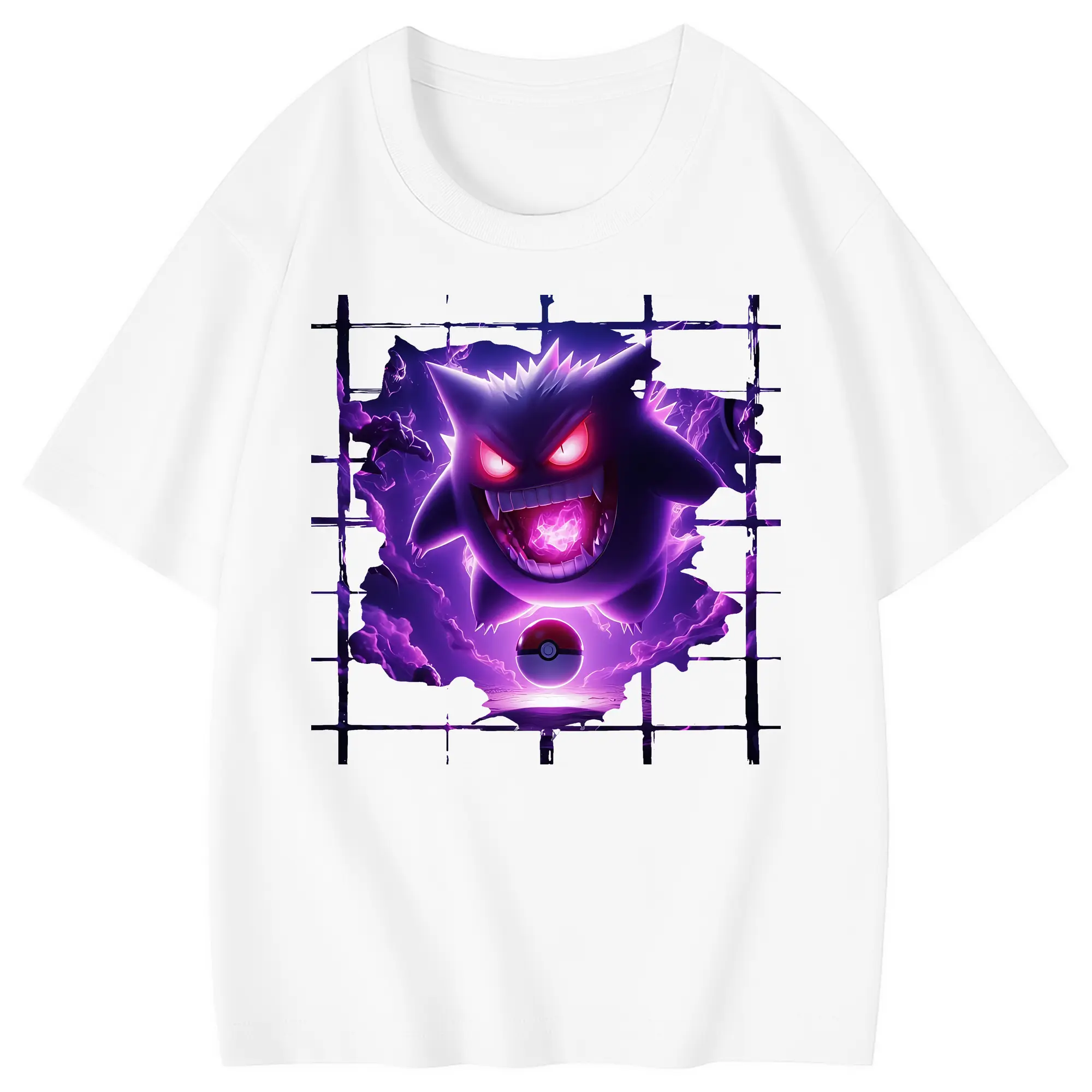 ポケモン グッズ,ゲンガー - 綿100％ キッズTシャツ ・ フロントプリント ・ 快適 通気性 ・ スポーツ カジュアル 散歩用