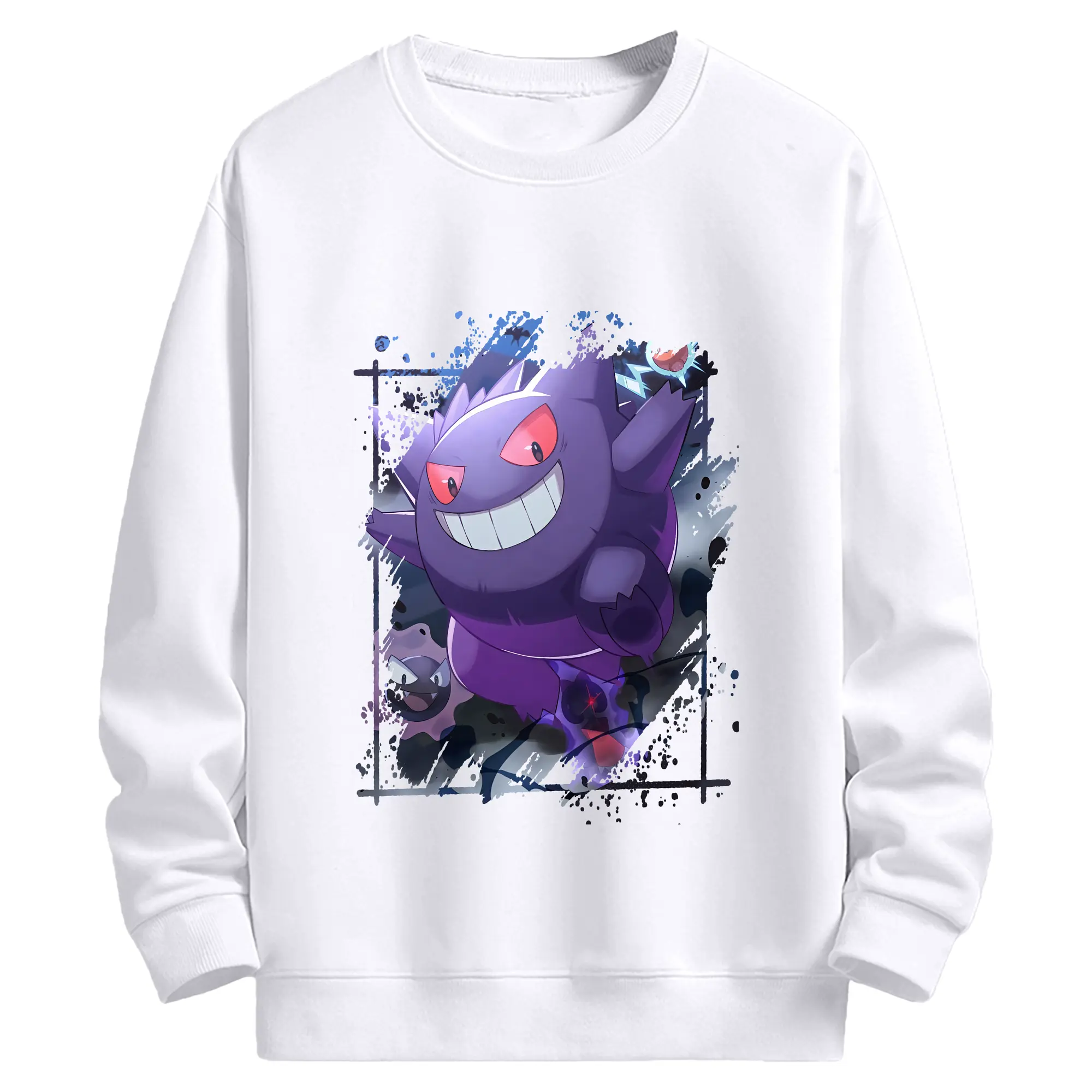 ポケモン グッズ,ゲンガー - 高品質 クルーネック スウェット ・ コットン59％ ポリエステル41％ ・ ユニセックス 長袖 トレーナー ・ カジュアル デイリー スポーツ 散歩用