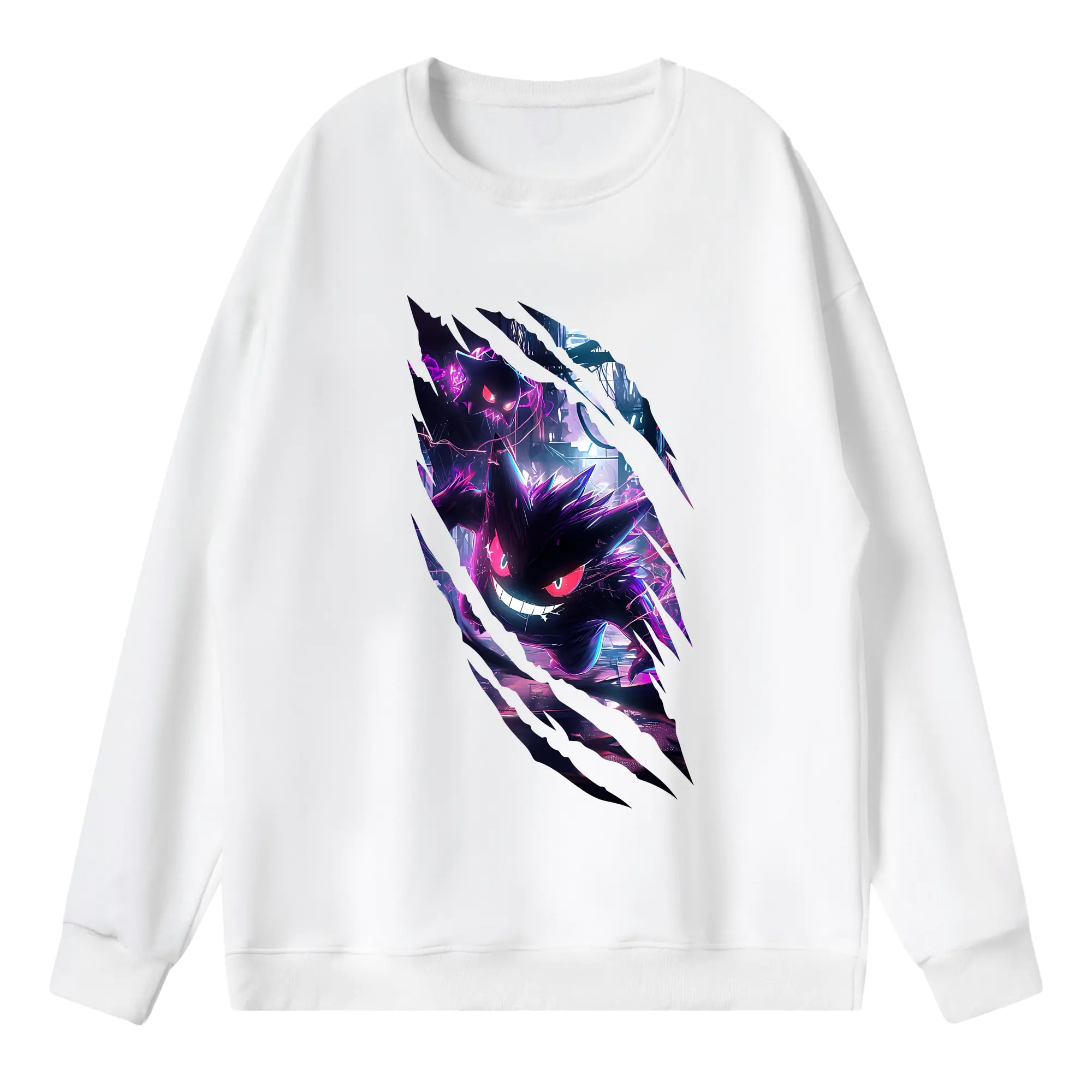 ポケモン グッズ,ゲンガー - 薄手 クルーネック スウェット 裏毛260g · ポリエステル 春秋向け カジュアル 男女兼用 · トレーナー デイリー スポーツ 散歩に最適