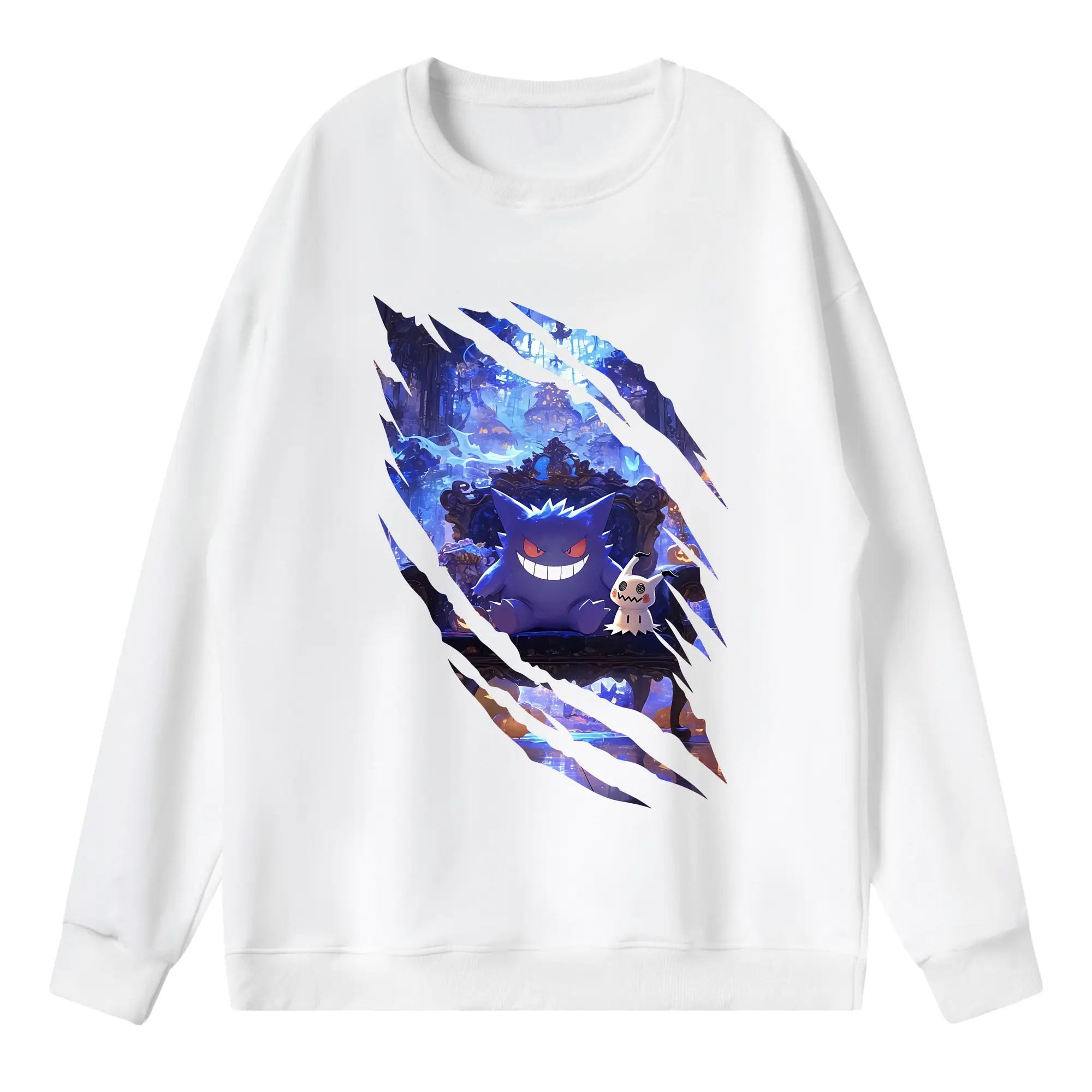 ポケモン グッズ,ゲンガー - 薄手 クルーネック スウェット 裏毛260g · ポリエステル 春秋向け カジュアル 男女兼用 · トレーナー デイリー スポーツ 散歩に最適