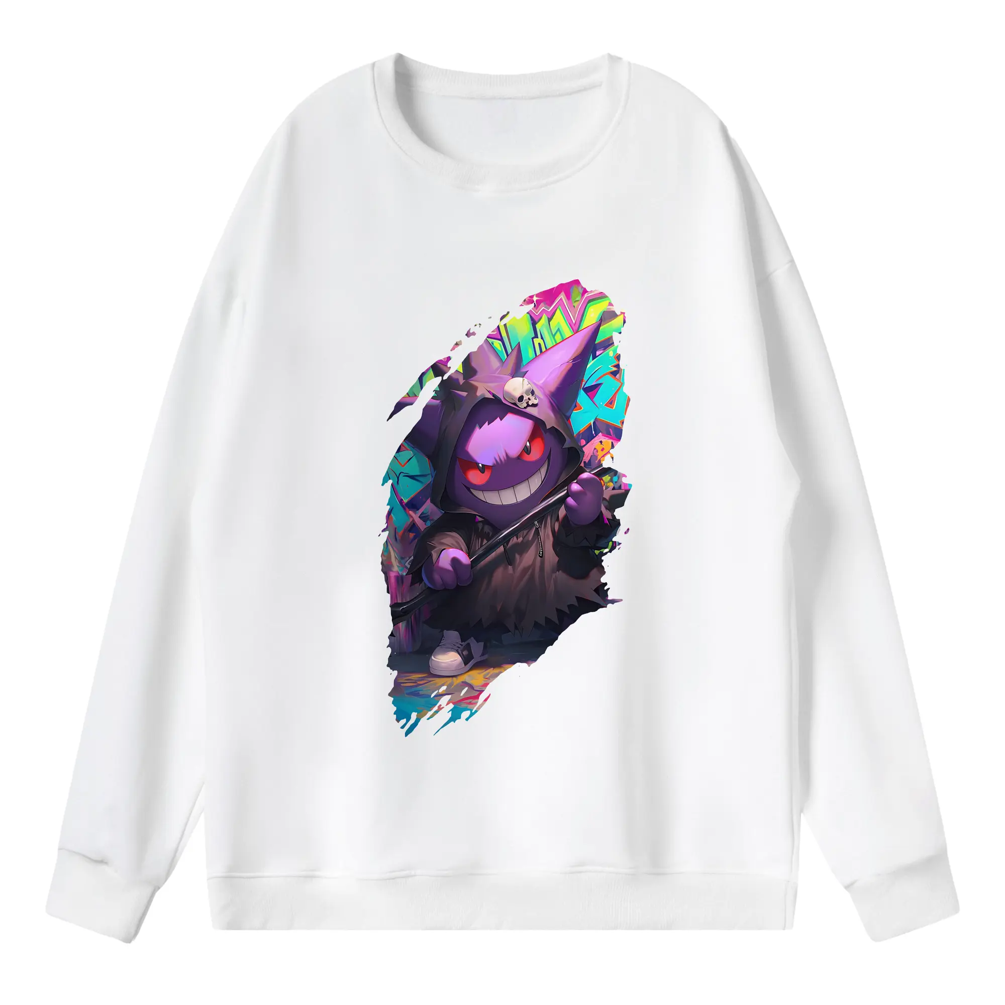 ポケモン グッズ,ゲンガー - 薄手 クルーネック スウェット 裏毛260g · ポリエステル 春秋向け カジュアル 男女兼用 · トレーナー デイリー スポーツ 散歩に最適