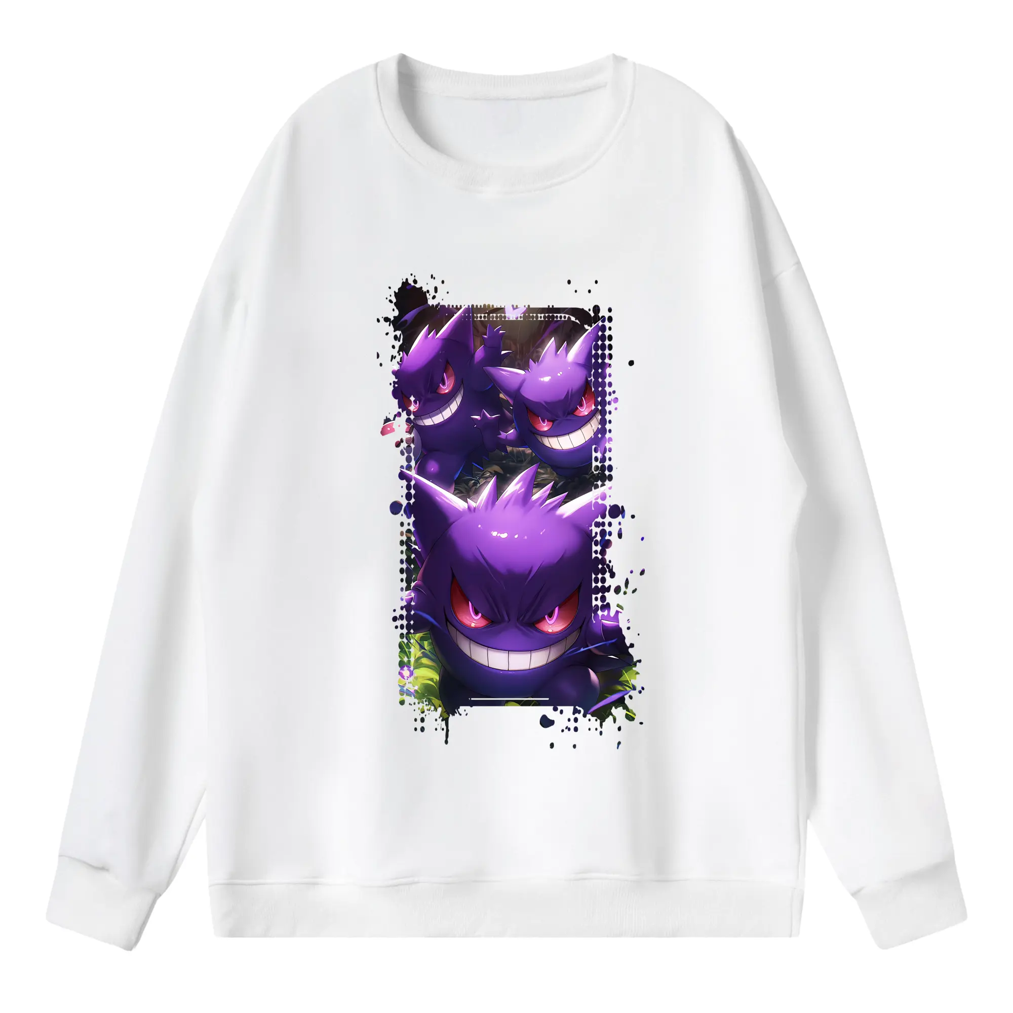 ポケモン グッズ,ゲンガー - 薄手 クルーネック スウェット 裏毛260g · ポリエステル 春秋向け カジュアル 男女兼用 · トレーナー デイリー スポーツ 散歩に最適