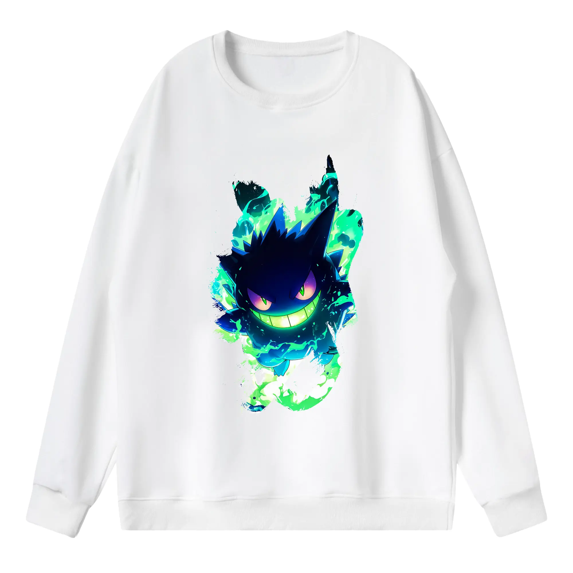 ポケモン グッズ,ゲンガー - 薄手 クルーネック スウェット 裏毛260g · ポリエステル 春秋向け カジュアル 男女兼用 · トレーナー デイリー スポーツ 散歩に最適