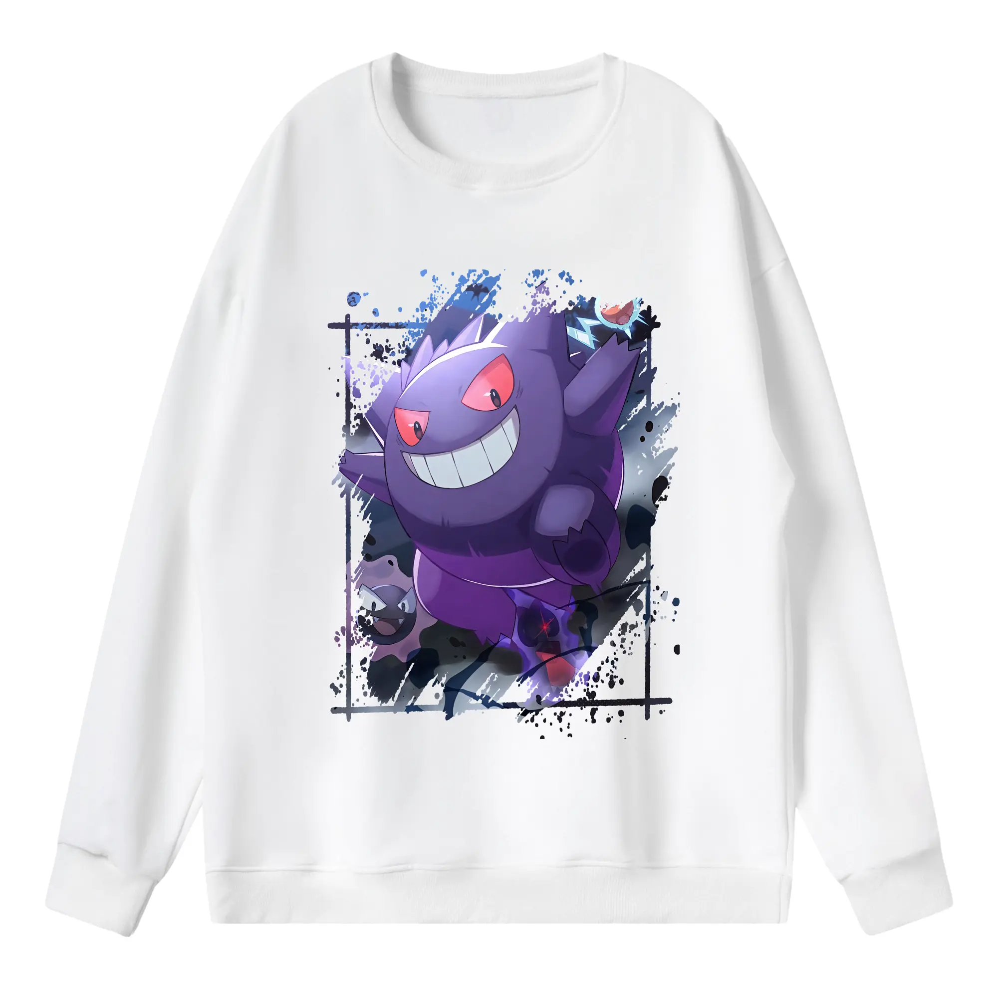 ポケモン グッズ,ゲンガー - 薄手 クルーネック スウェット 裏毛260g · ポリエステル 春秋向け カジュアル 男女兼用 · トレーナー デイリー スポーツ 散歩に最適