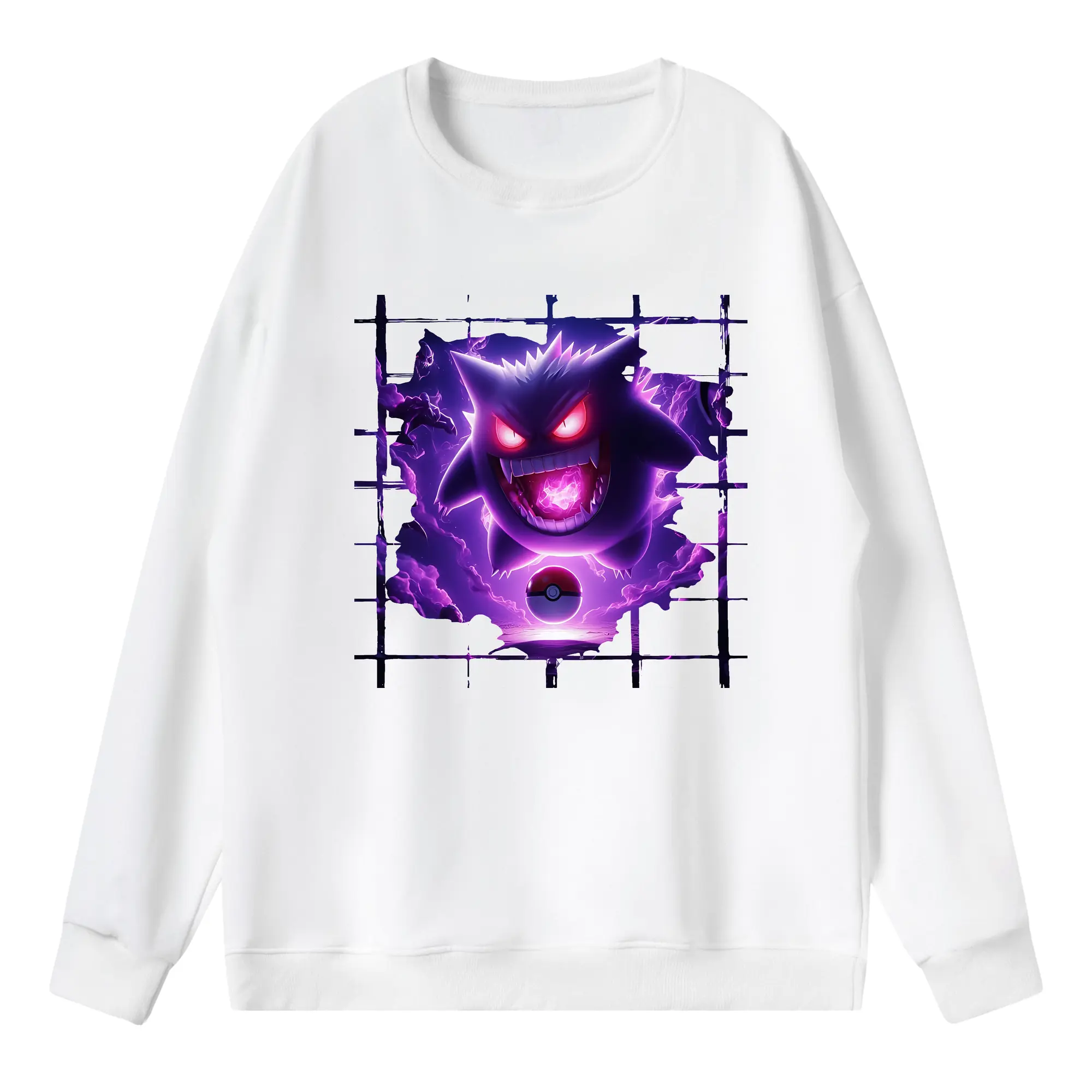 ポケモン グッズ,ゲンガー - 薄手 クルーネック スウェット 裏毛260g · ポリエステル 春秋向け カジュアル 男女兼用 · トレーナー デイリー スポーツ 散歩に最適