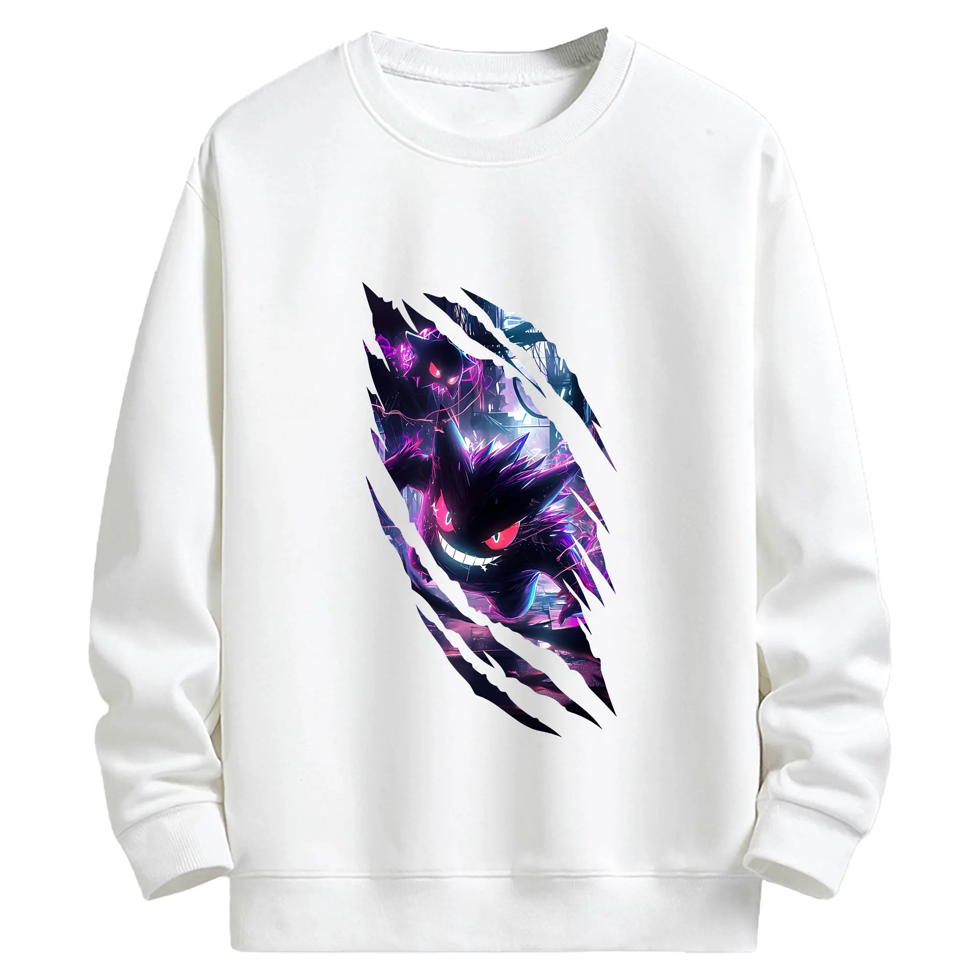 ポケモン グッズ,ゲンガー - キッズ クルーネックスウェットシャツ ・ フロントプリント ・ 綿80％ ポリエステル20％ ・ 快適 通学 スポーツ 日常使い お散歩用