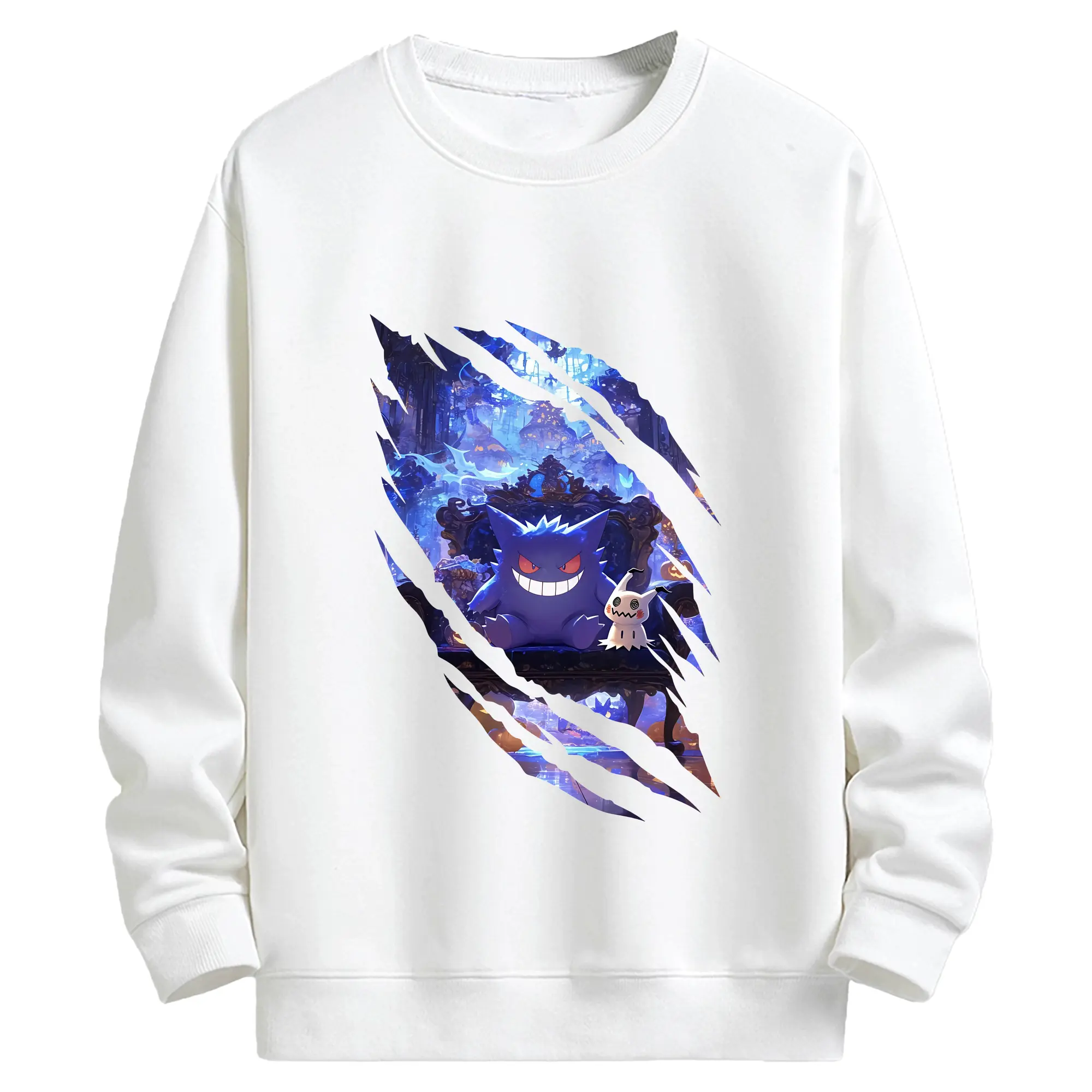 ポケモン グッズ,ゲンガー - キッズ クルーネックスウェットシャツ ・ フロントプリント ・ 綿80％ ポリエステル20％ ・ 快適 通学 スポーツ 日常使い お散歩用