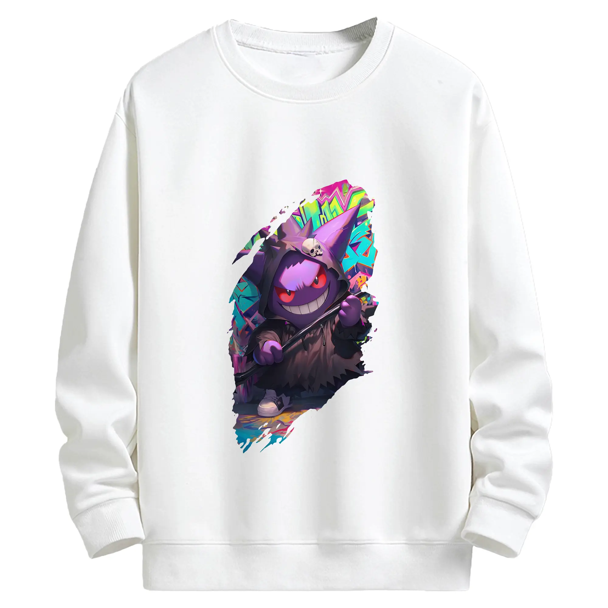 ポケモン グッズ,ゲンガー - キッズ クルーネックスウェットシャツ ・ フロントプリント ・ 綿80％ ポリエステル20％ ・ 快適 通学 スポーツ 日常使い お散歩用