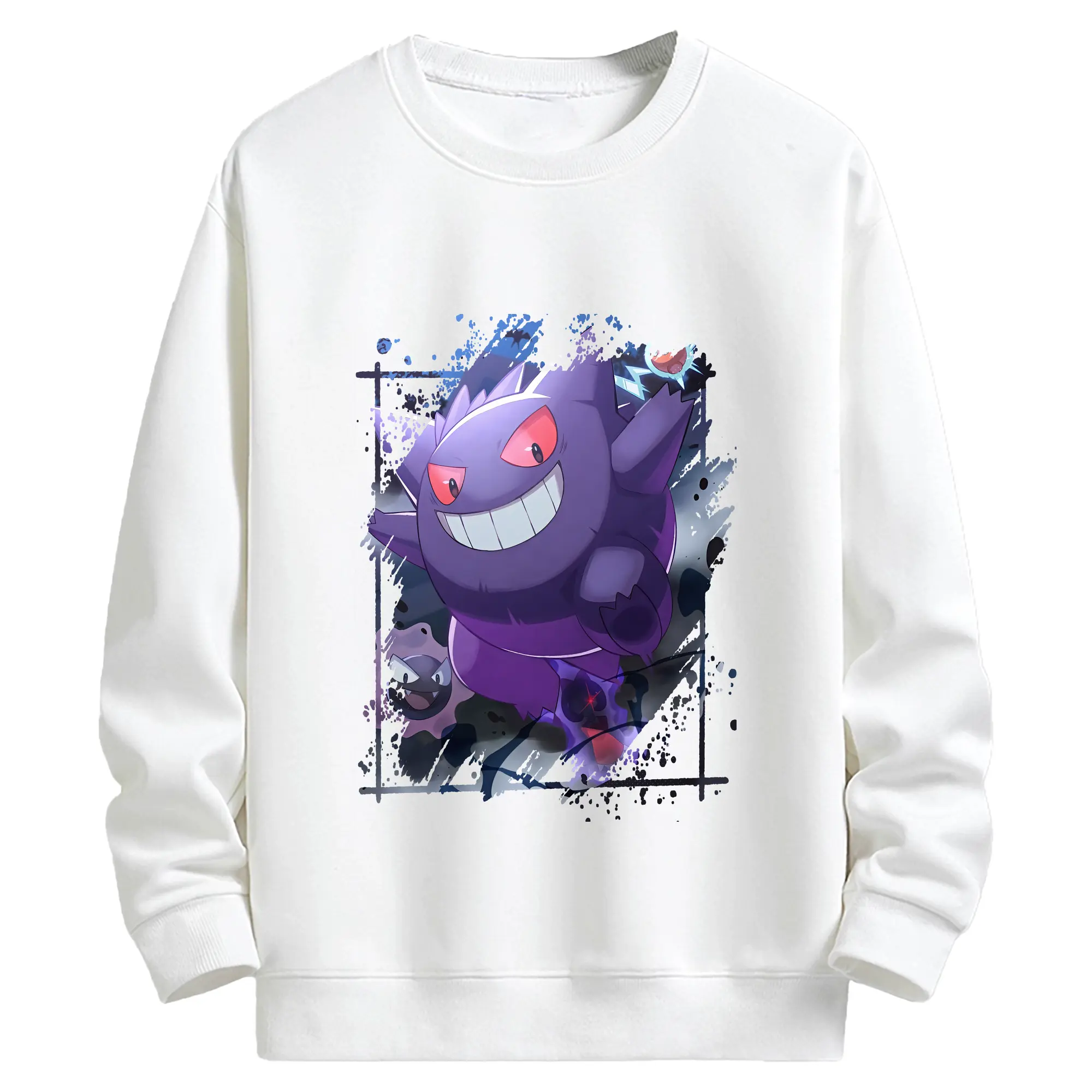 ポケモン グッズ,ゲンガー - キッズ クルーネックスウェットシャツ ・ フロントプリント ・ 綿80％ ポリエステル20％ ・ 快適 通学 スポーツ 日常使い お散歩用