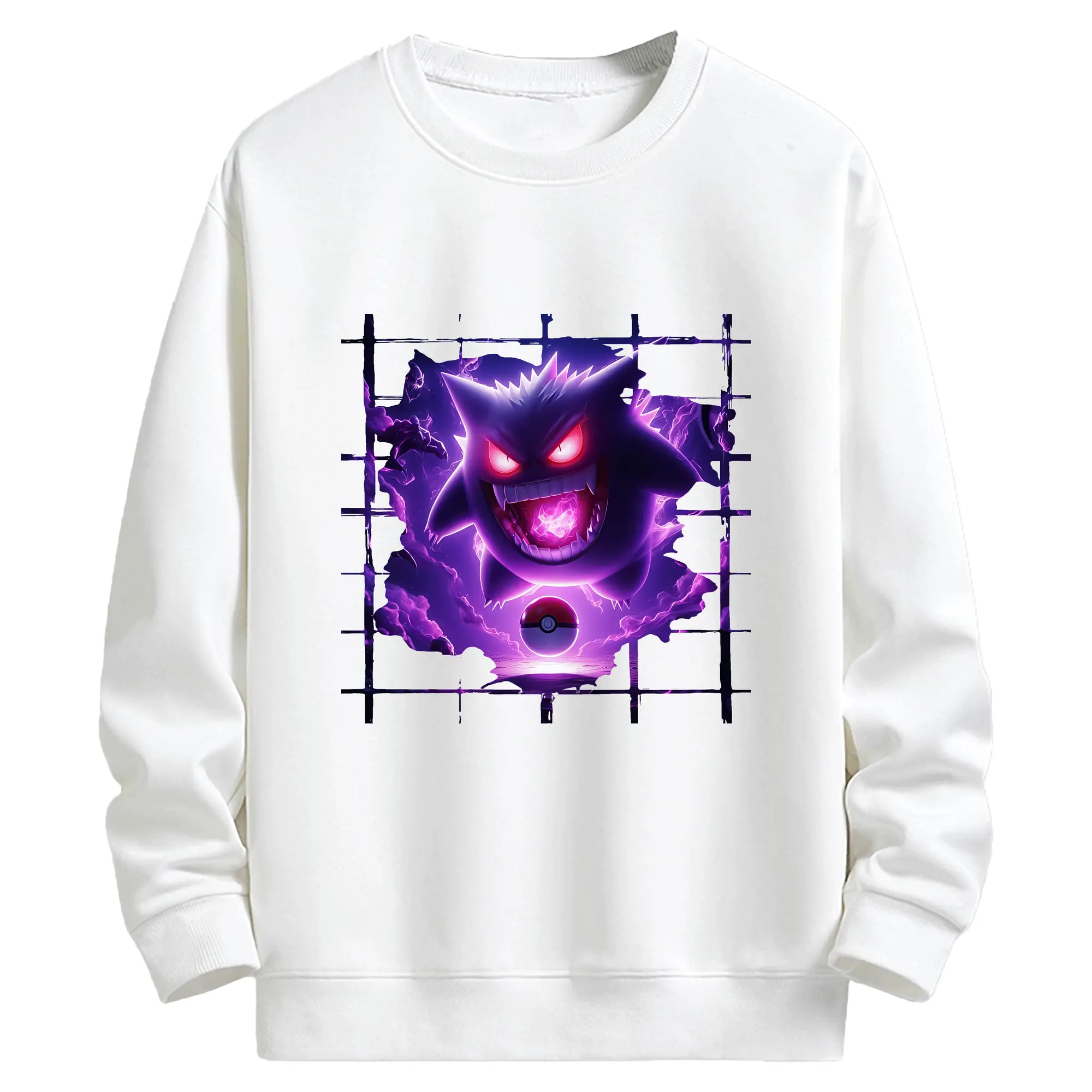 ポケモン グッズ,ゲンガー - キッズ クルーネックスウェットシャツ ・ フロントプリント ・ 綿80％ ポリエステル20％ ・ 快適 通学 スポーツ 日常使い お散歩用