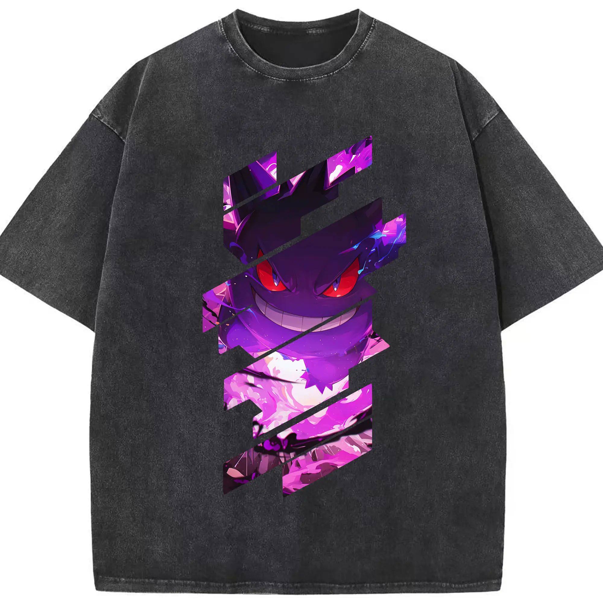 ポケモン グッズ,ゲンガー - 綿100％ ヴィンテージ風 半袖Tシャツ ・ フロントプリント ・ 柔らか肌触り ・ 通気性 快適 ・ スポーツ カジュアル 外出用