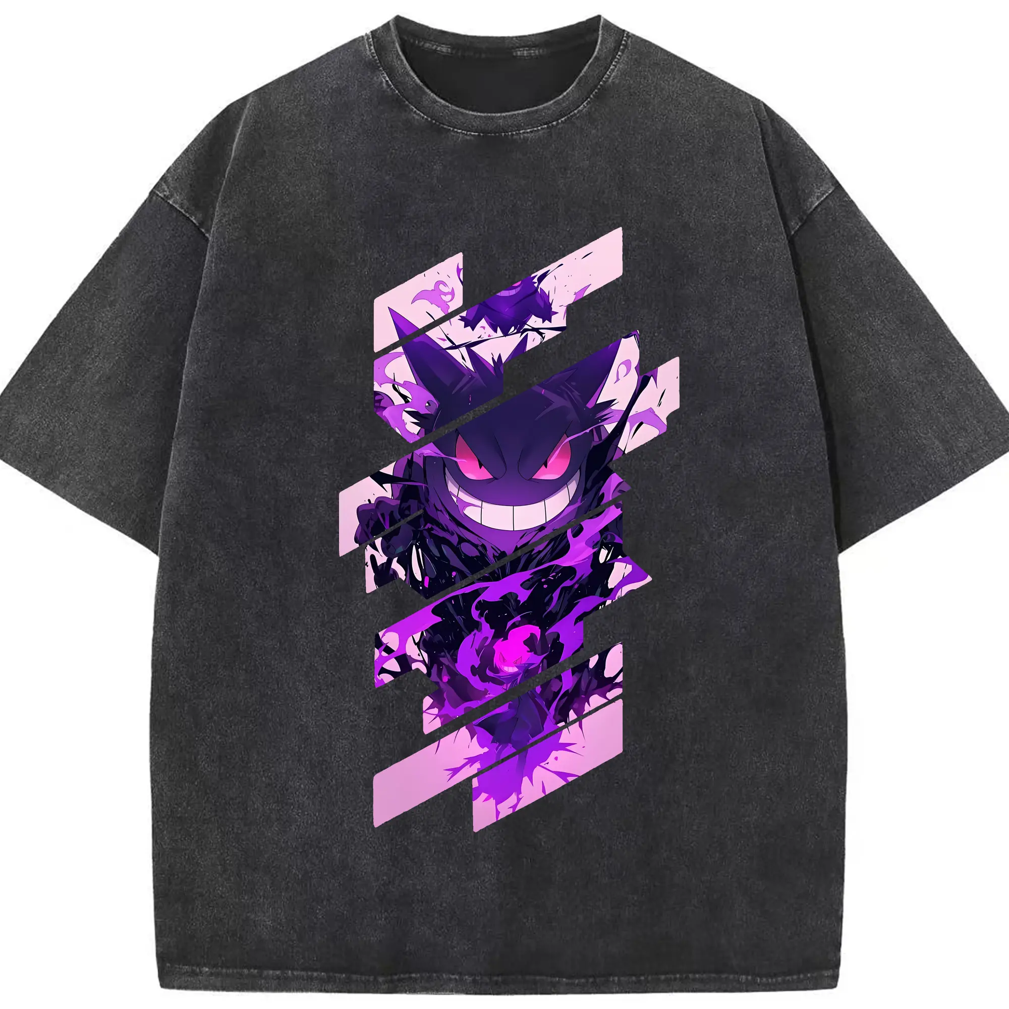 ポケモン グッズ,ゲンガー - 綿100％ ヴィンテージ風 半袖Tシャツ ・ フロントプリント ・ 柔らか肌触り ・ 通気性 快適 ・ スポーツ カジュアル 外出用