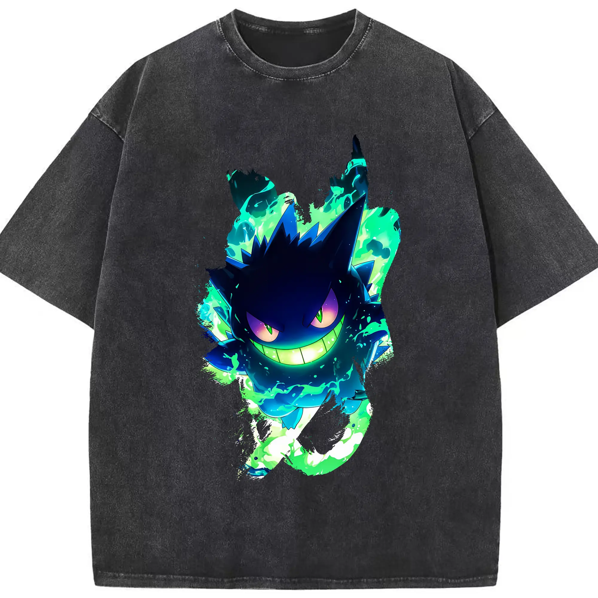 ポケモン グッズ,ゲンガー - 綿100％ ヴィンテージ風 半袖Tシャツ ・ フロントプリント ・ 柔らか肌触り ・ 通気性 快適 ・ スポーツ カジュアル 外出用