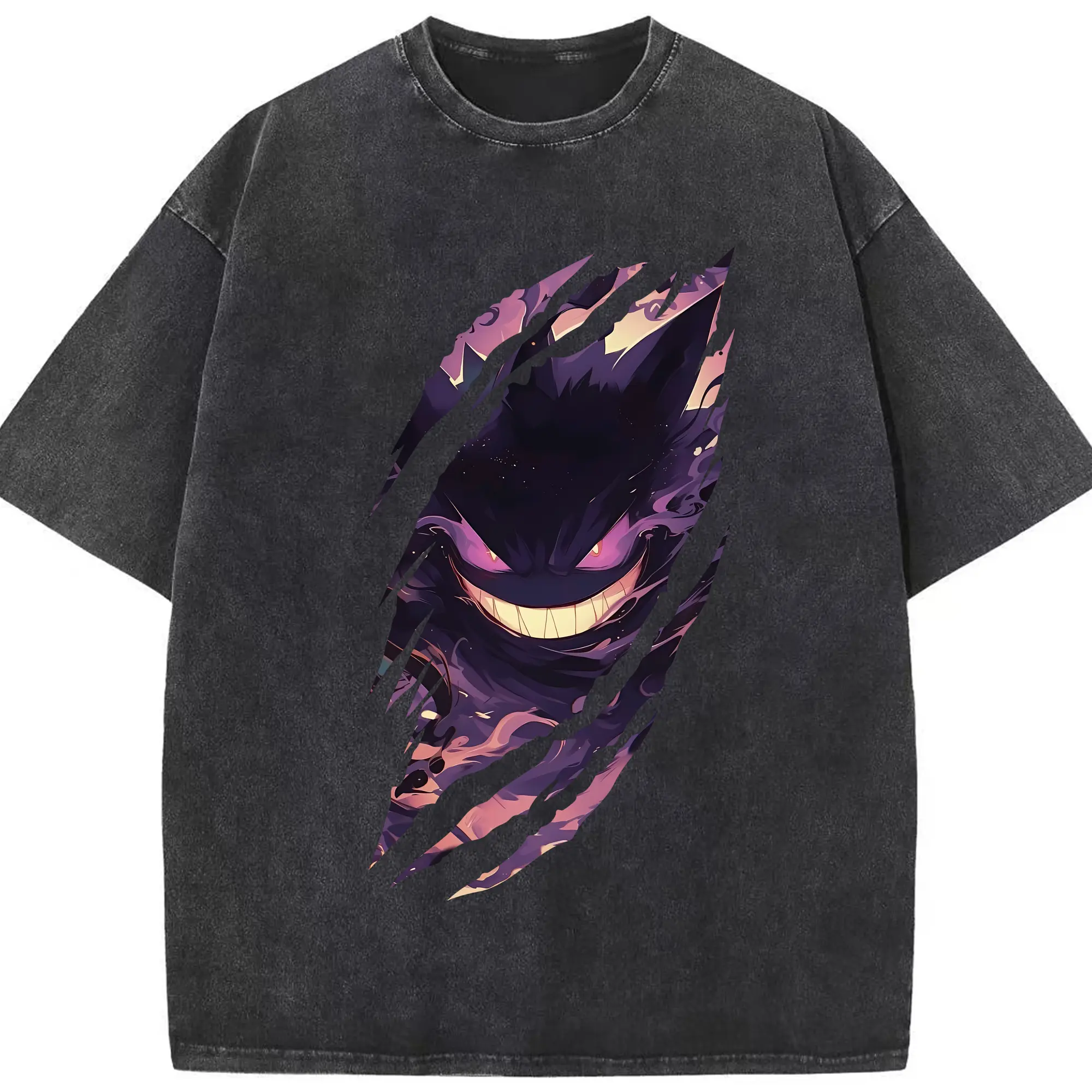 ポケモン グッズ,ゲンガー - 綿100％ ヴィンテージ風 半袖Tシャツ ・ フロントプリント ・ 柔らか肌触り ・ 通気性 快適 ・ スポーツ カジュアル 外出用