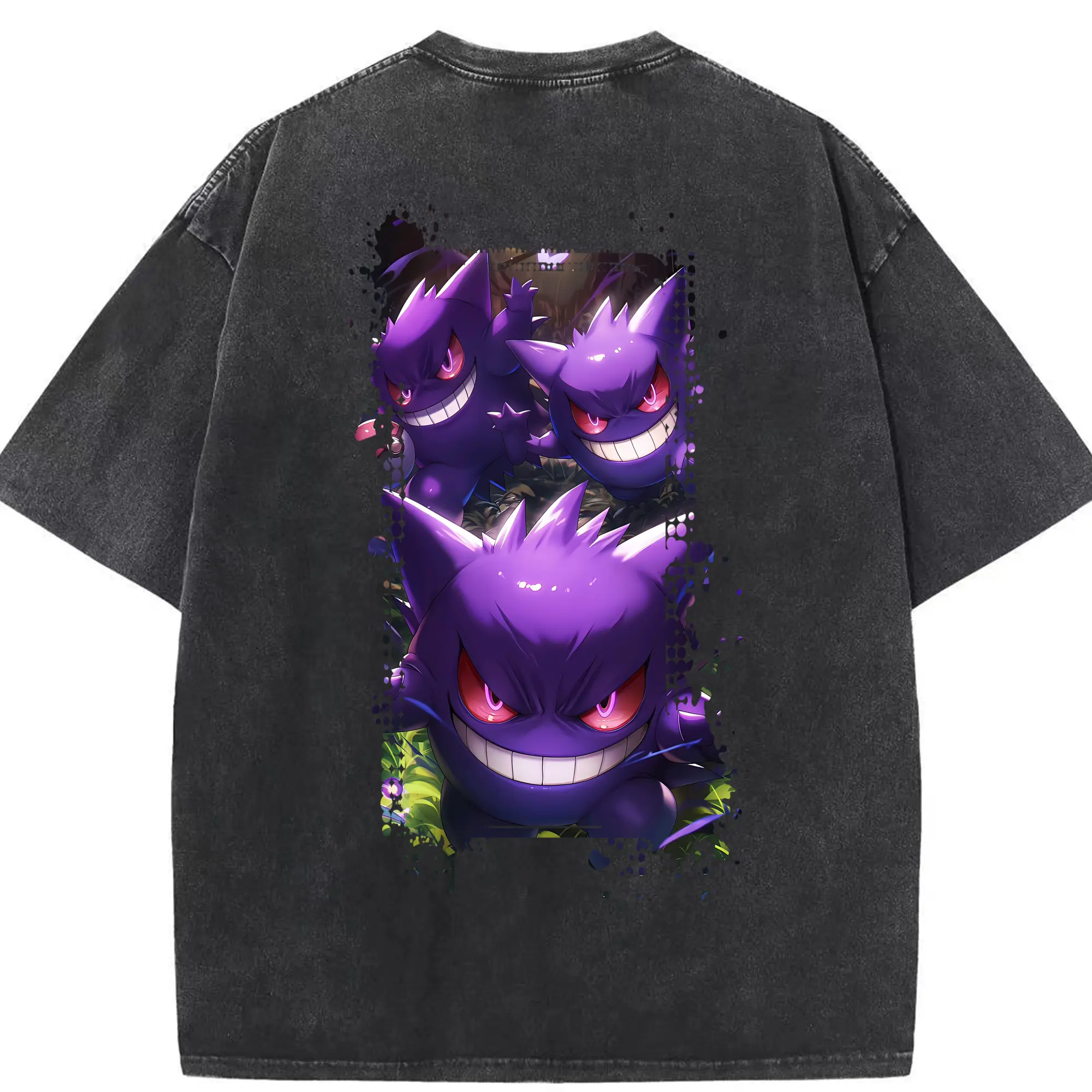 ポケモン グッズ,ゲンガー - 綿100％ ヴィンテージ風 半袖Tシャツ ・ 背面プリント ・ 柔らか肌触り ・ 通気性 快適 ・ スポーツ カジュアル 外出用