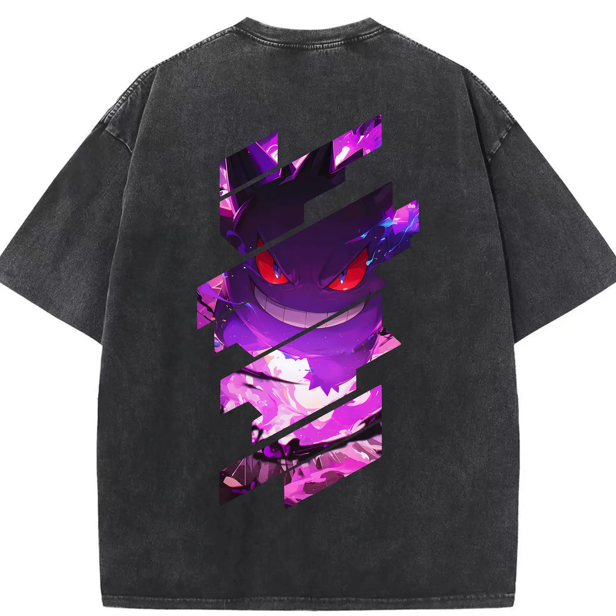 ポケモン グッズ,ゲンガー - 綿100％ ヴィンテージ風 半袖Tシャツ ・ 背面プリント ・ 柔らか肌触り ・ 通気性 快適 ・ スポーツ カジュアル 外出用