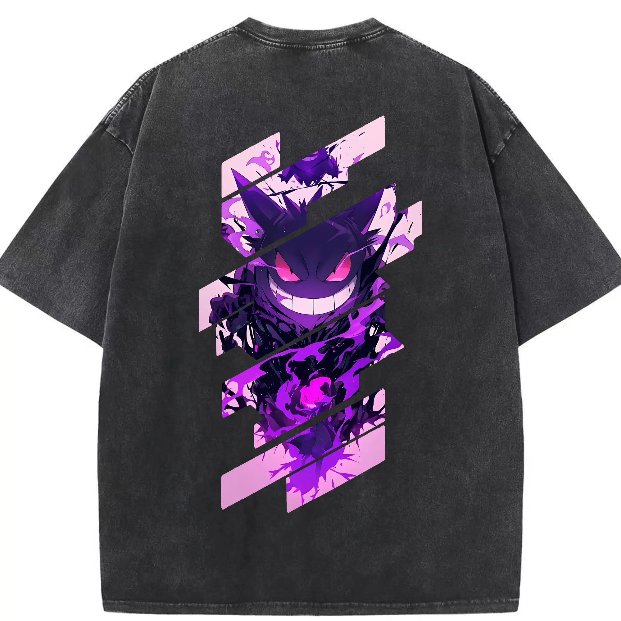 ポケモン グッズ,ゲンガー - 綿100％ ヴィンテージ風 半袖Tシャツ ・ 背面プリント ・ 柔らか肌触り ・ 通気性 快適 ・ スポーツ カジュアル 外出用