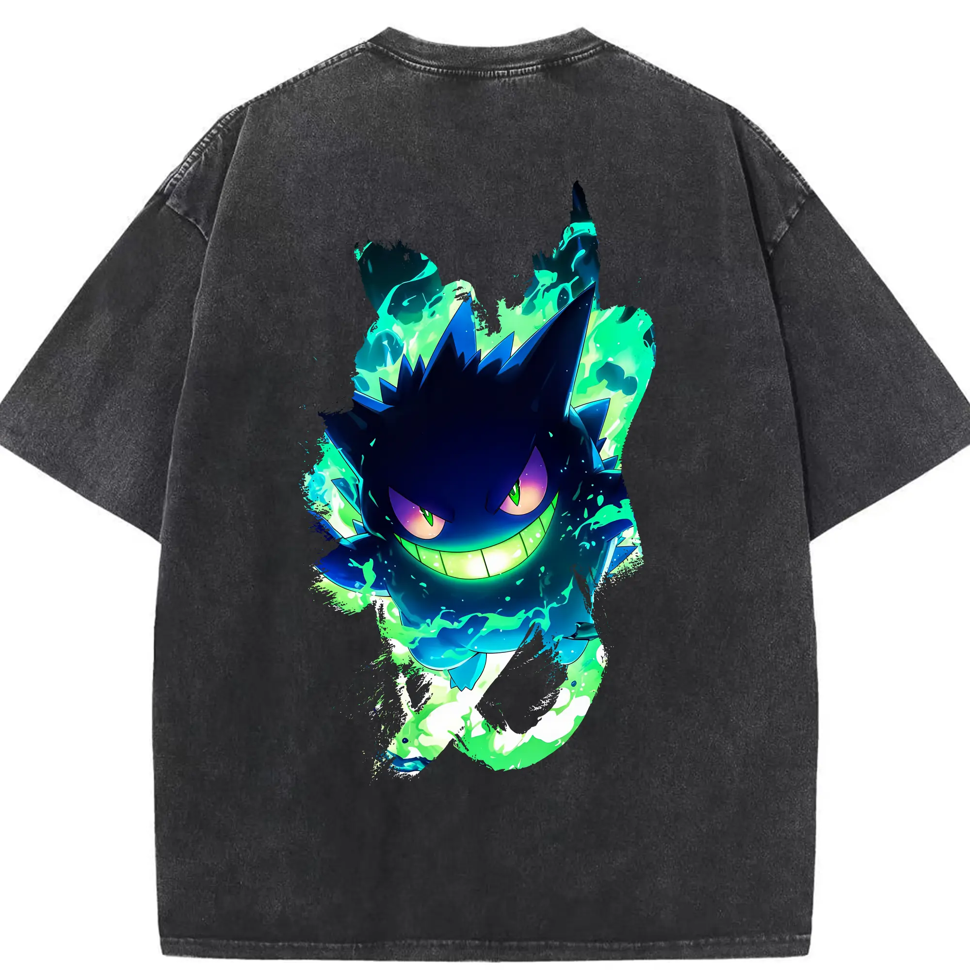 ポケモン グッズ,ゲンガー - 綿100％ ヴィンテージ風 半袖Tシャツ ・ 背面プリント ・ 柔らか肌触り ・ 通気性 快適 ・ スポーツ カジュアル 外出用