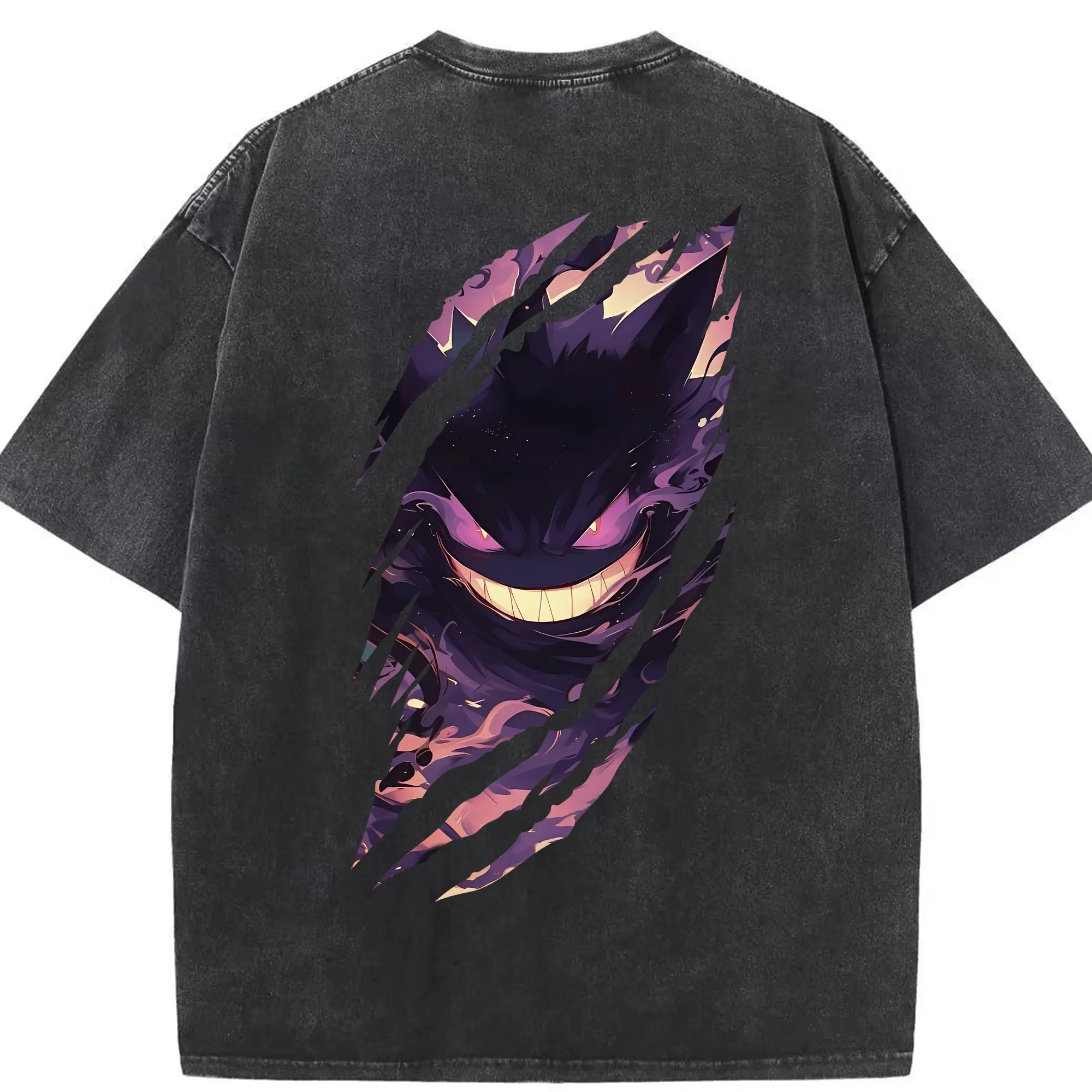 ポケモン グッズ,ゲンガー - 綿100％ ヴィンテージ風 半袖Tシャツ ・ 背面プリント ・ 柔らか肌触り ・ 通気性 快適 ・ スポーツ カジュアル 外出用