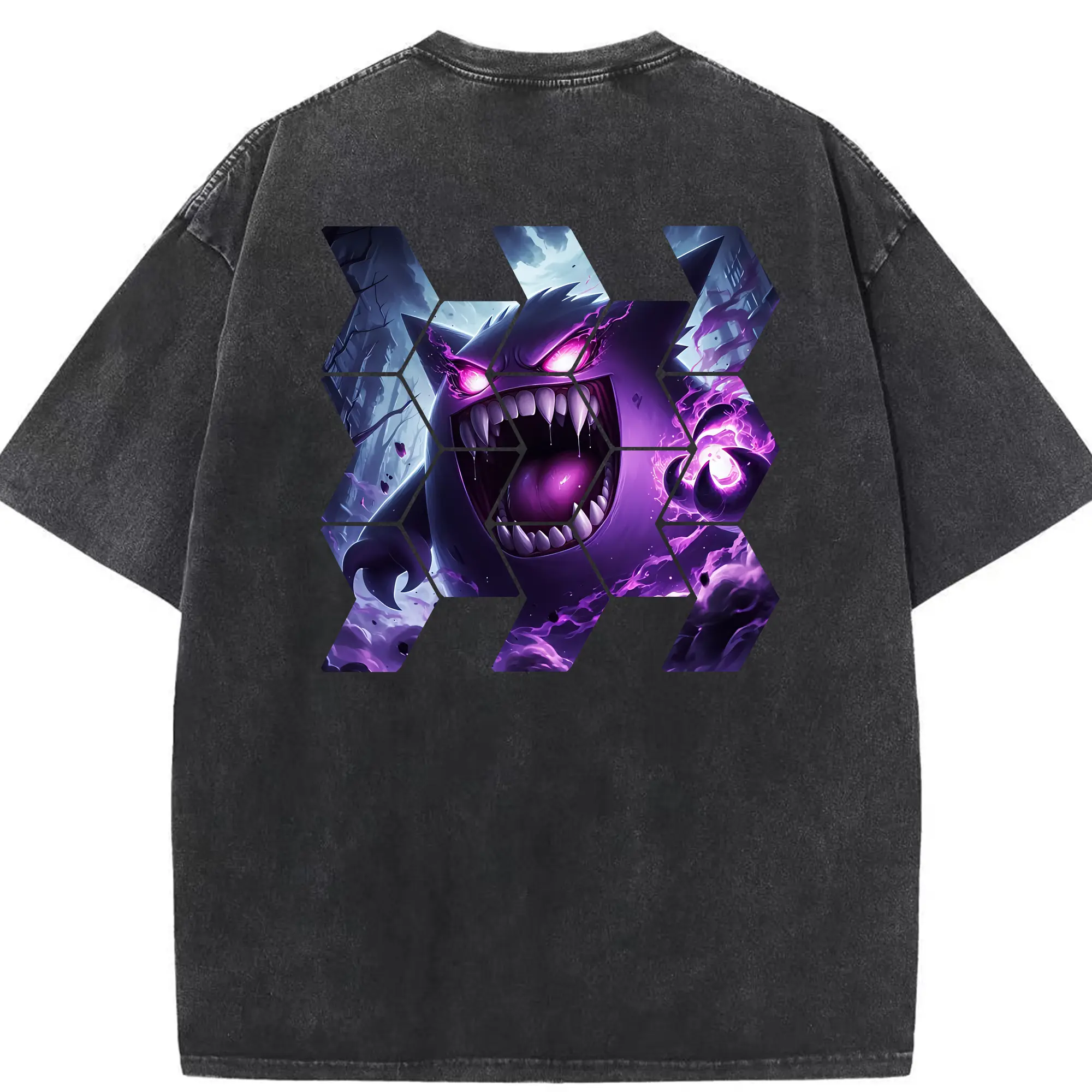 ポケモン グッズ,ゲンガー - 綿100％ ヴィンテージ風 半袖Tシャツ ・ 背面プリント ・ 柔らか肌触り ・ 通気性 快適 ・ スポーツ カジュアル 外出用