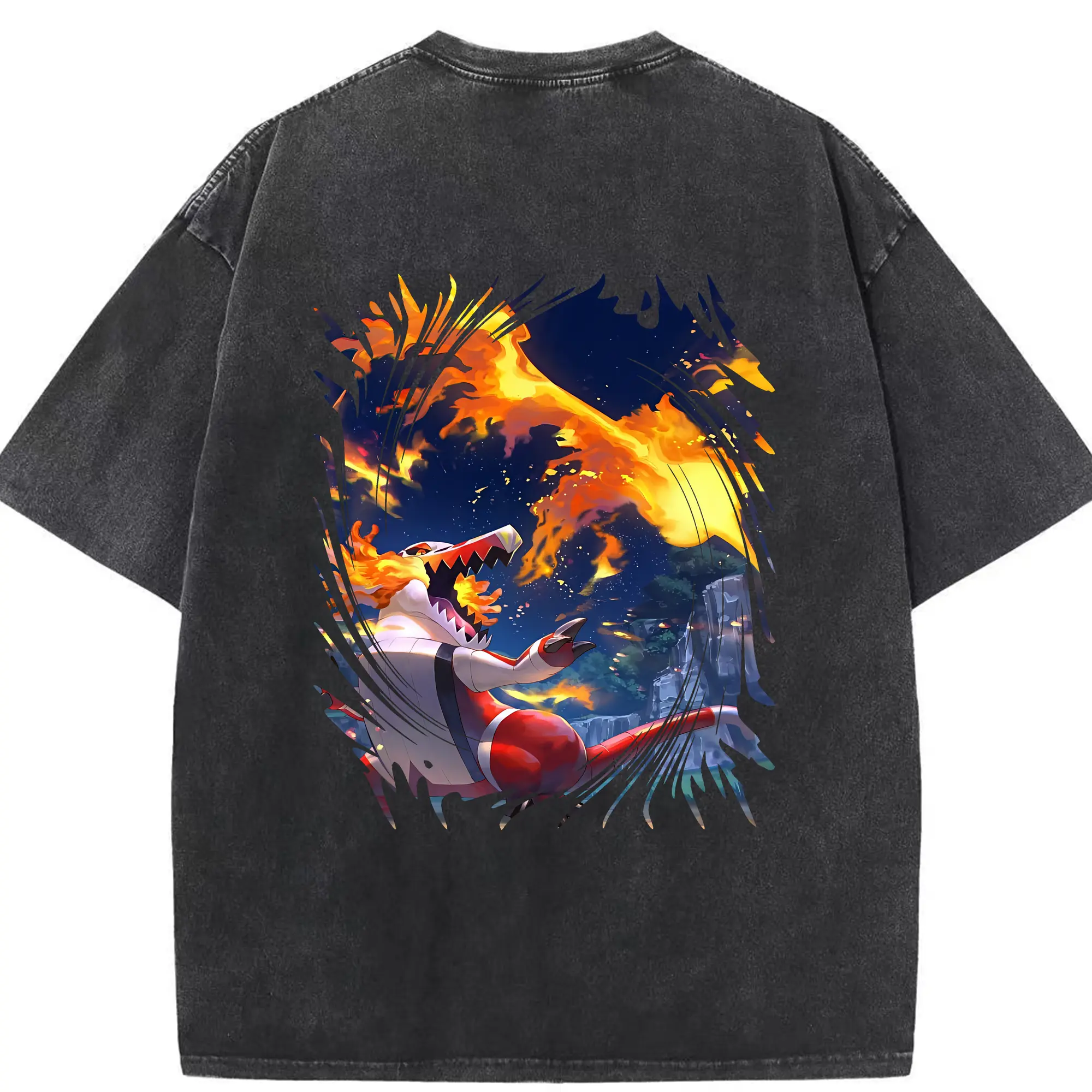 ポケモン グッズ,ホゲータ - 綿100％ ヴィンテージ風 半袖Tシャツ ・ 背面プリント ・ 柔らか肌触り ・ 通気性 快適 ・ スポーツ カジュアル 外出用