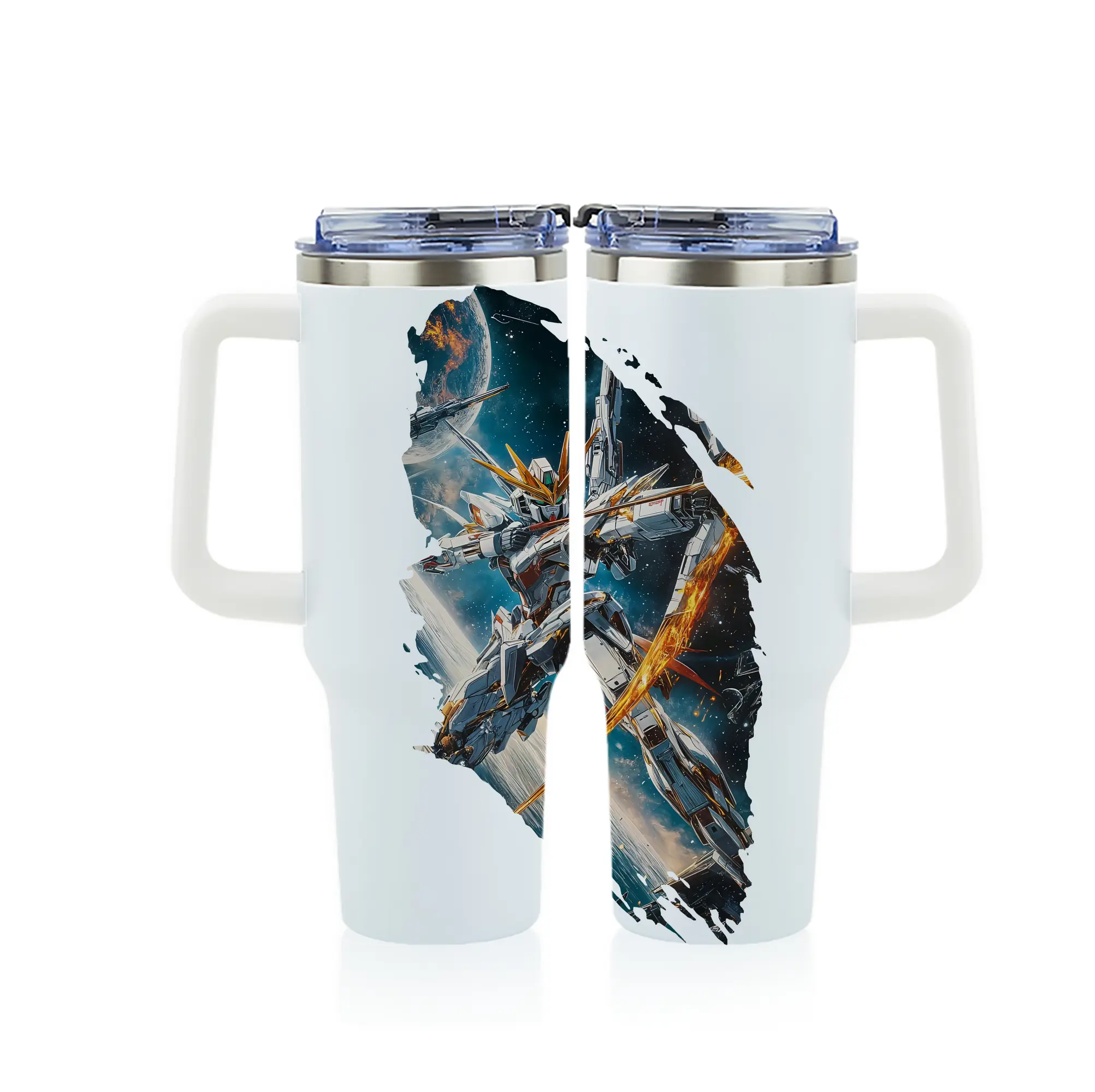 ガンダム グッズ,νガンダム - 1200mL フルプリント車用タンブラー ・ 304ステンレス 内側 ・ 201ステンレス 外側 ・ 保温 保冷 ・ 通勤 ドライブ アウトドア用