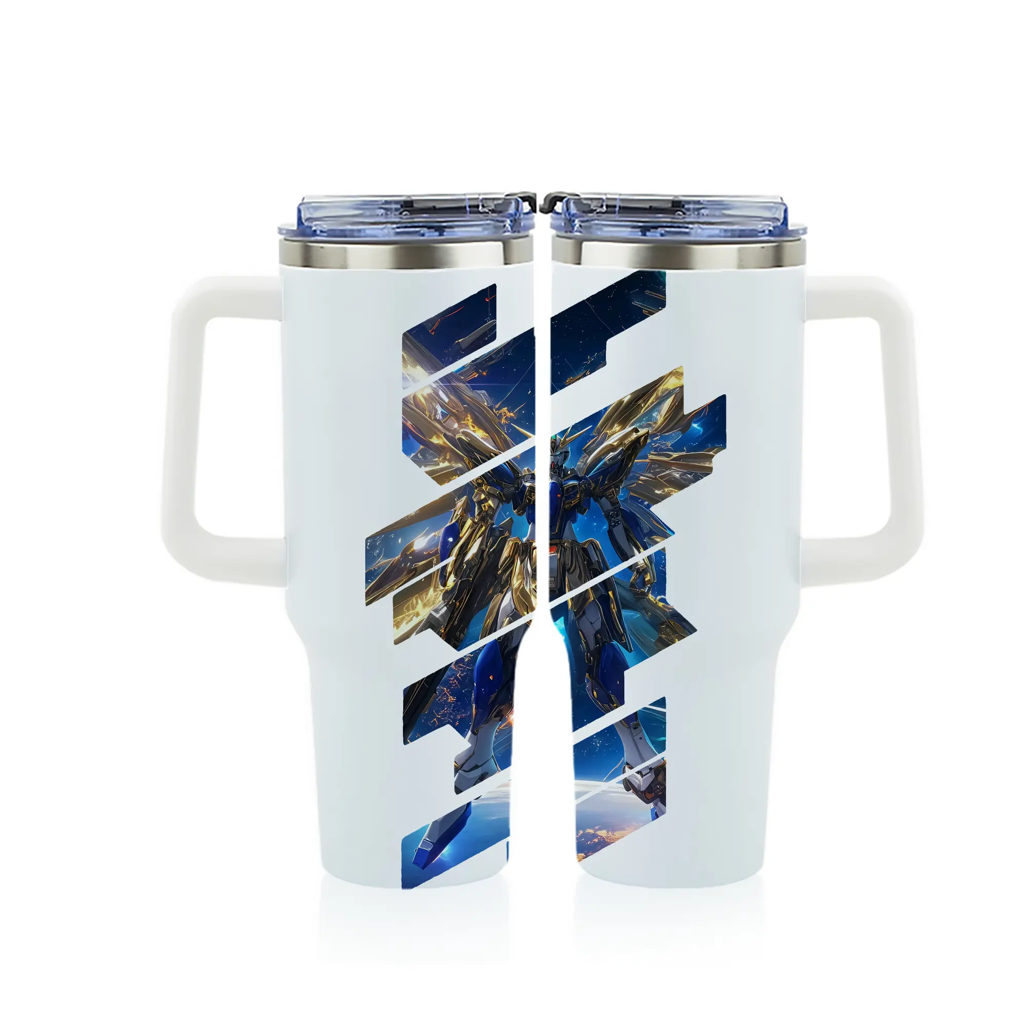 ガンダム グッズ,νガンダム - 1200mL フルプリント車用タンブラー ・ 304ステンレス 内側 ・ 201ステンレス 外側 ・ 保温 保冷 ・ 通勤 ドライブ アウトドア用