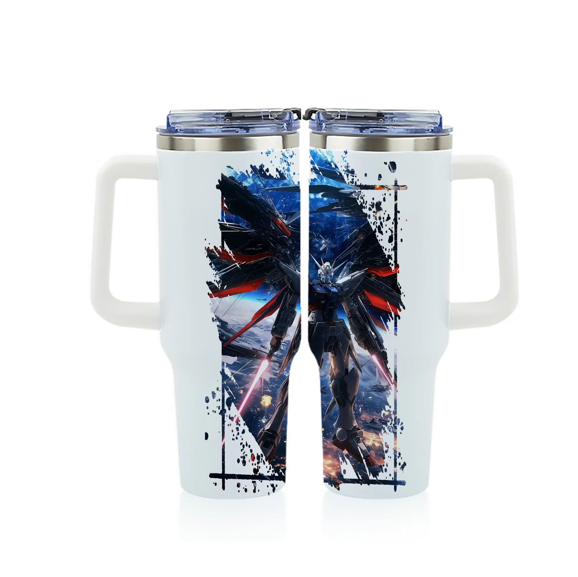 ガンダム グッズ,νガンダム - 1200mL フルプリント車用タンブラー ・ 304ステンレス 内側 ・ 201ステンレス 外側 ・ 保温 保冷 ・ 通勤 ドライブ アウトドア用