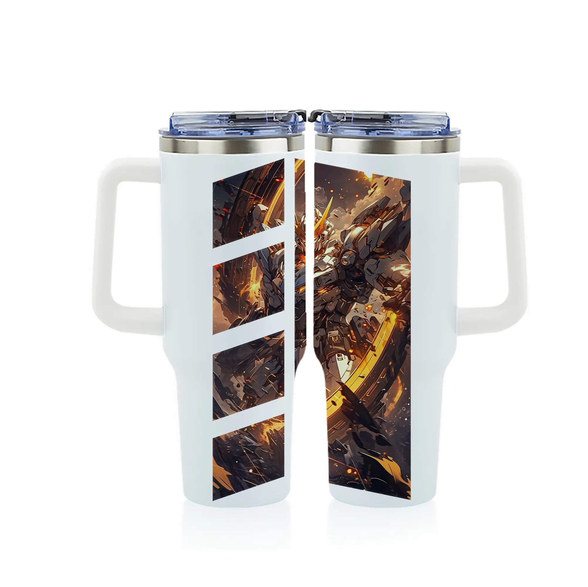 ガンダム グッズ,νガンダム - 1200mL フルプリント車用タンブラー ・ 304ステンレス 内側 ・ 201ステンレス 外側 ・ 保温 保冷 ・ 通勤 ドライブ アウトドア用