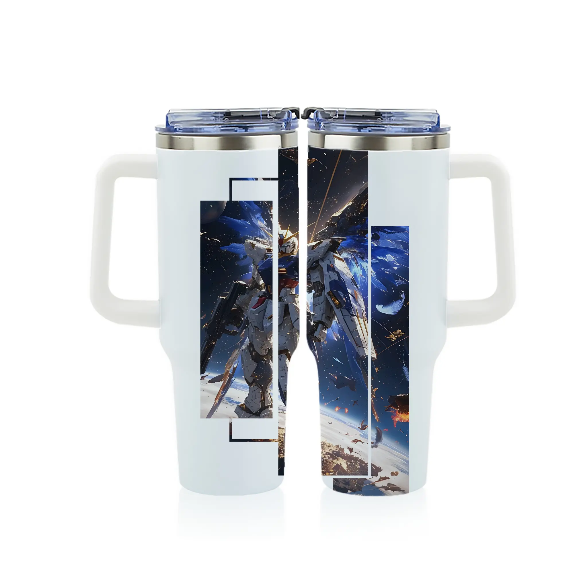 ガンダム グッズ,νガンダム - 1200mL フルプリント車用タンブラー ・ 304ステンレス 内側 ・ 201ステンレス 外側 ・ 保温 保冷 ・ 通勤 ドライブ アウトドア用