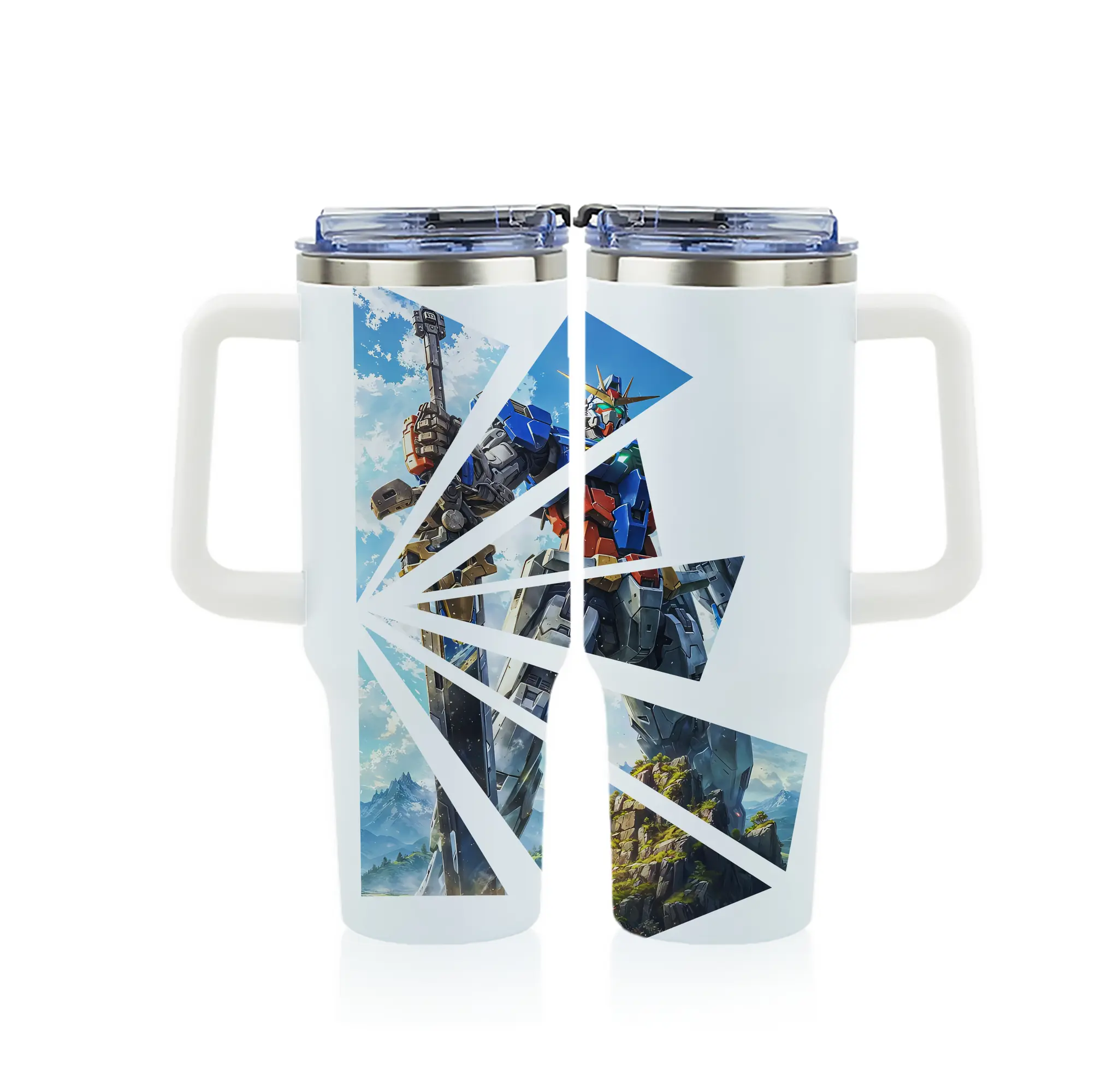 ガンダム グッズ,νガンダム - 1200mL フルプリント車用タンブラー ・ 304ステンレス 内側 ・ 201ステンレス 外側 ・ 保温 保冷 ・ 通勤 ドライブ アウトドア用