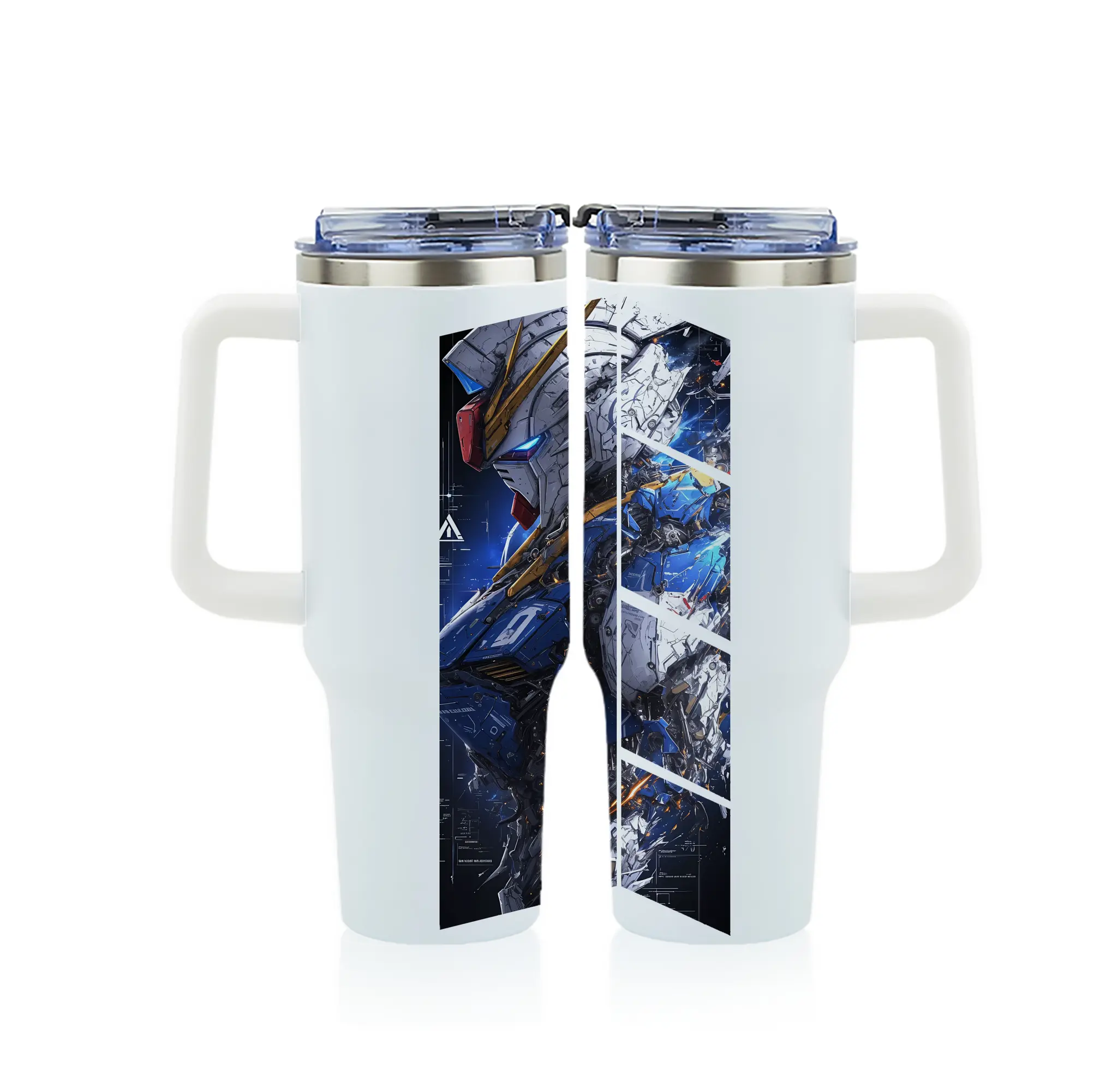 ガンダム グッズ,νガンダム - 1200mL フルプリント車用タンブラー ・ 304ステンレス 内側 ・ 201ステンレス 外側 ・ 保温 保冷 ・ 通勤 ドライブ アウトドア用