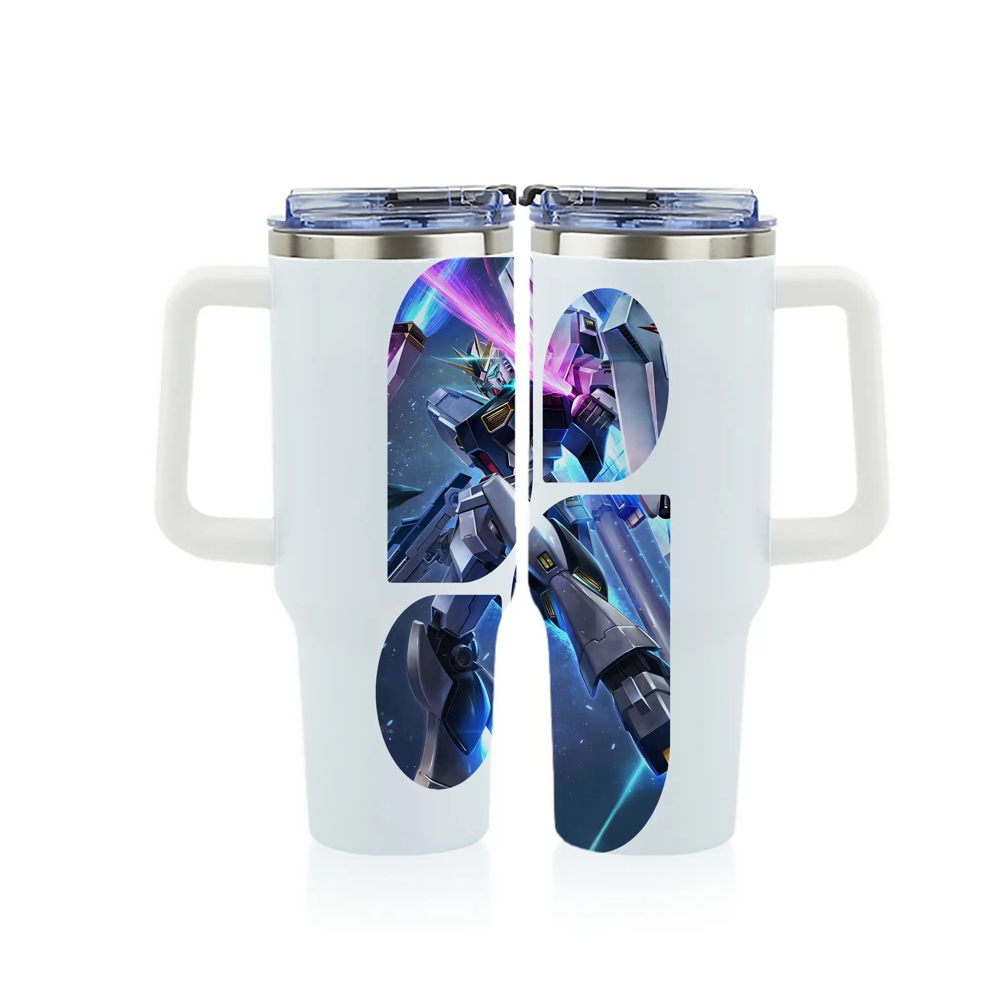 ガンダム グッズ,νガンダム - 1200mL フルプリント車用タンブラー ・ 304ステンレス 内側 ・ 201ステンレス 外側 ・ 保温 保冷 ・ 通勤 ドライブ アウトドア用