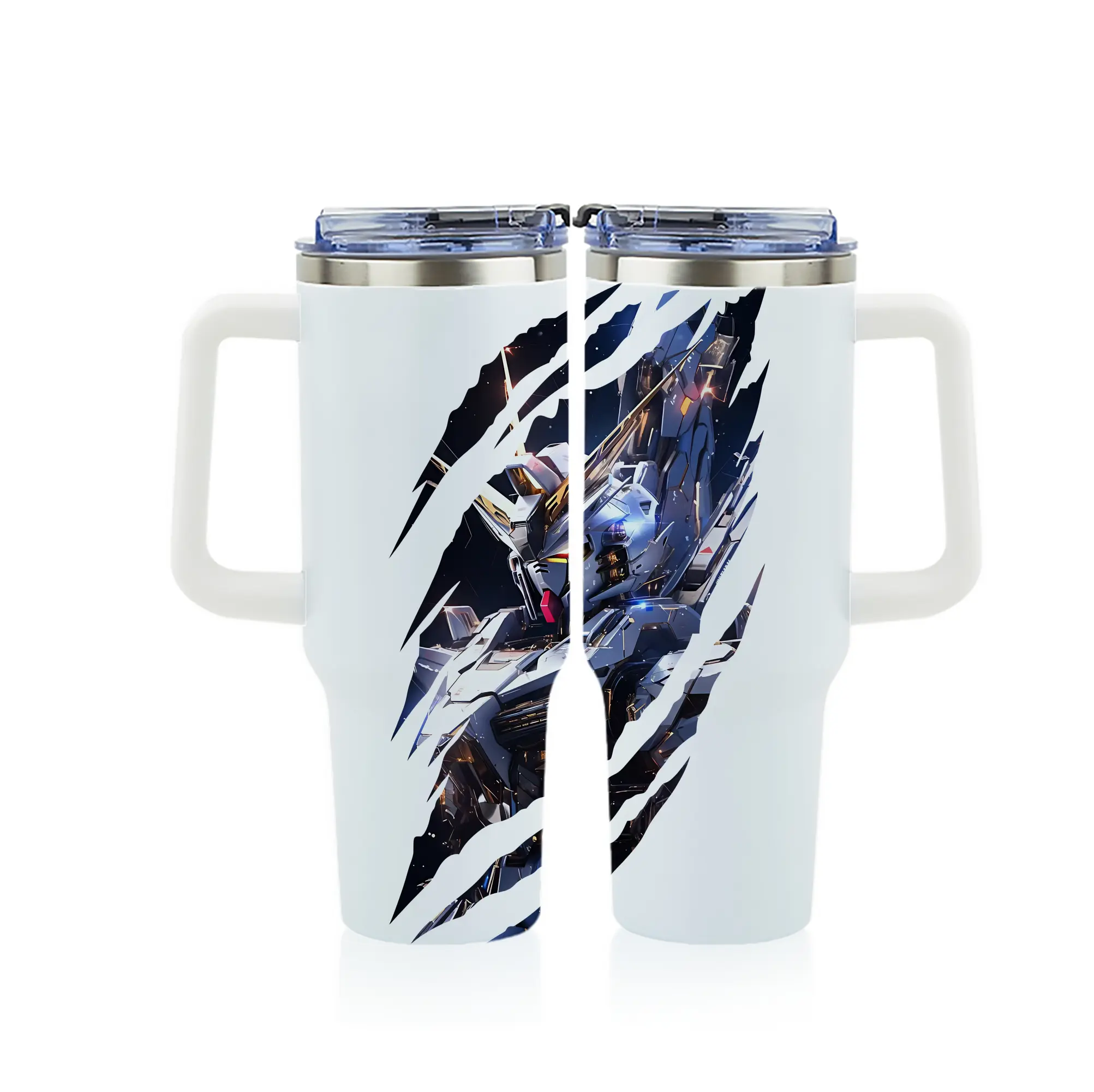 ガンダム グッズ,νガンダム - 1200mL フルプリント車用タンブラー ・ 304ステンレス 内側 ・ 201ステンレス 外側 ・ 保温 保冷 ・ 通勤 ドライブ アウトドア用